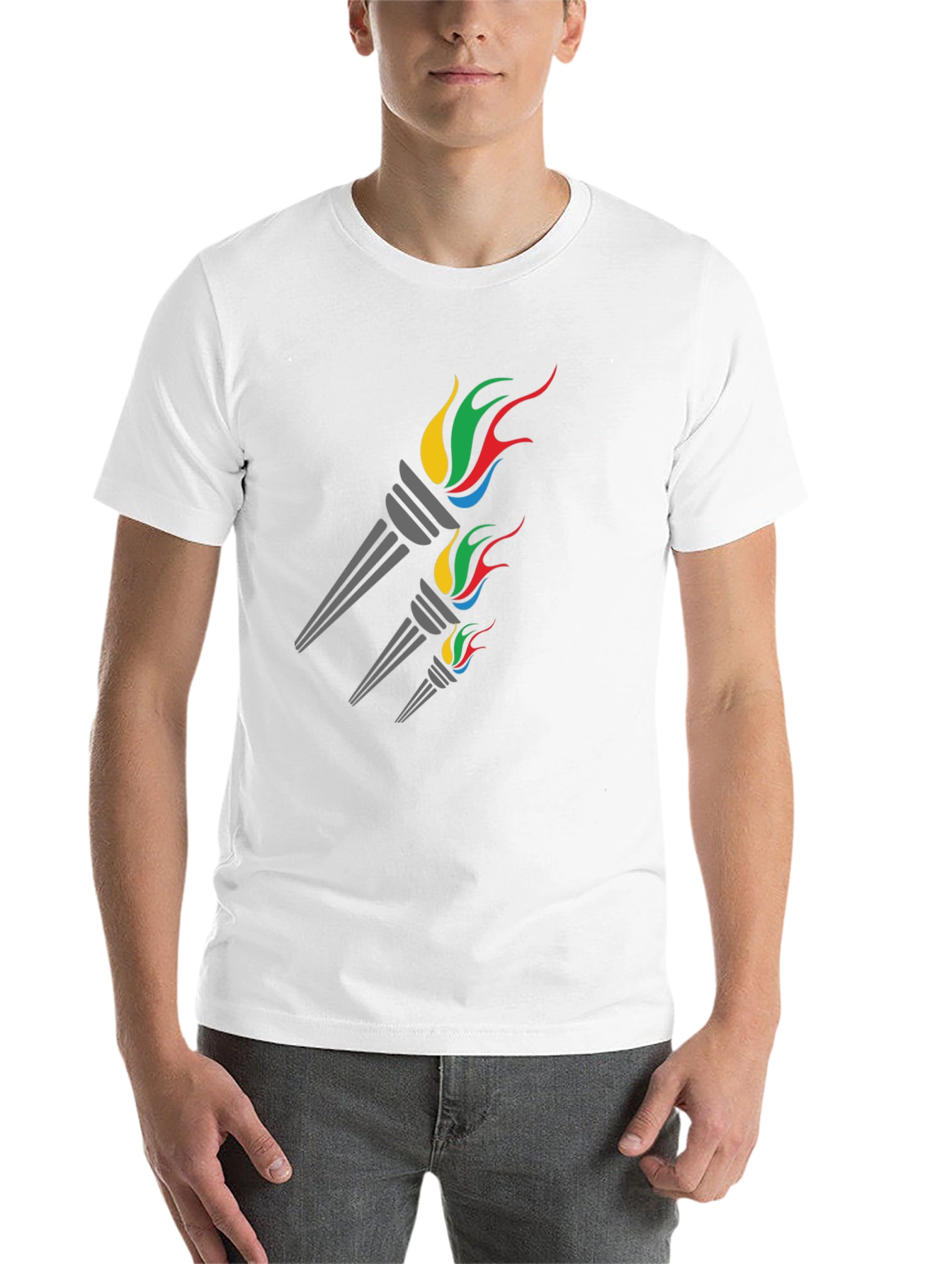 Black Olympic Torch Graphic Tee - Stylish Men's Black T-Shirt view 14