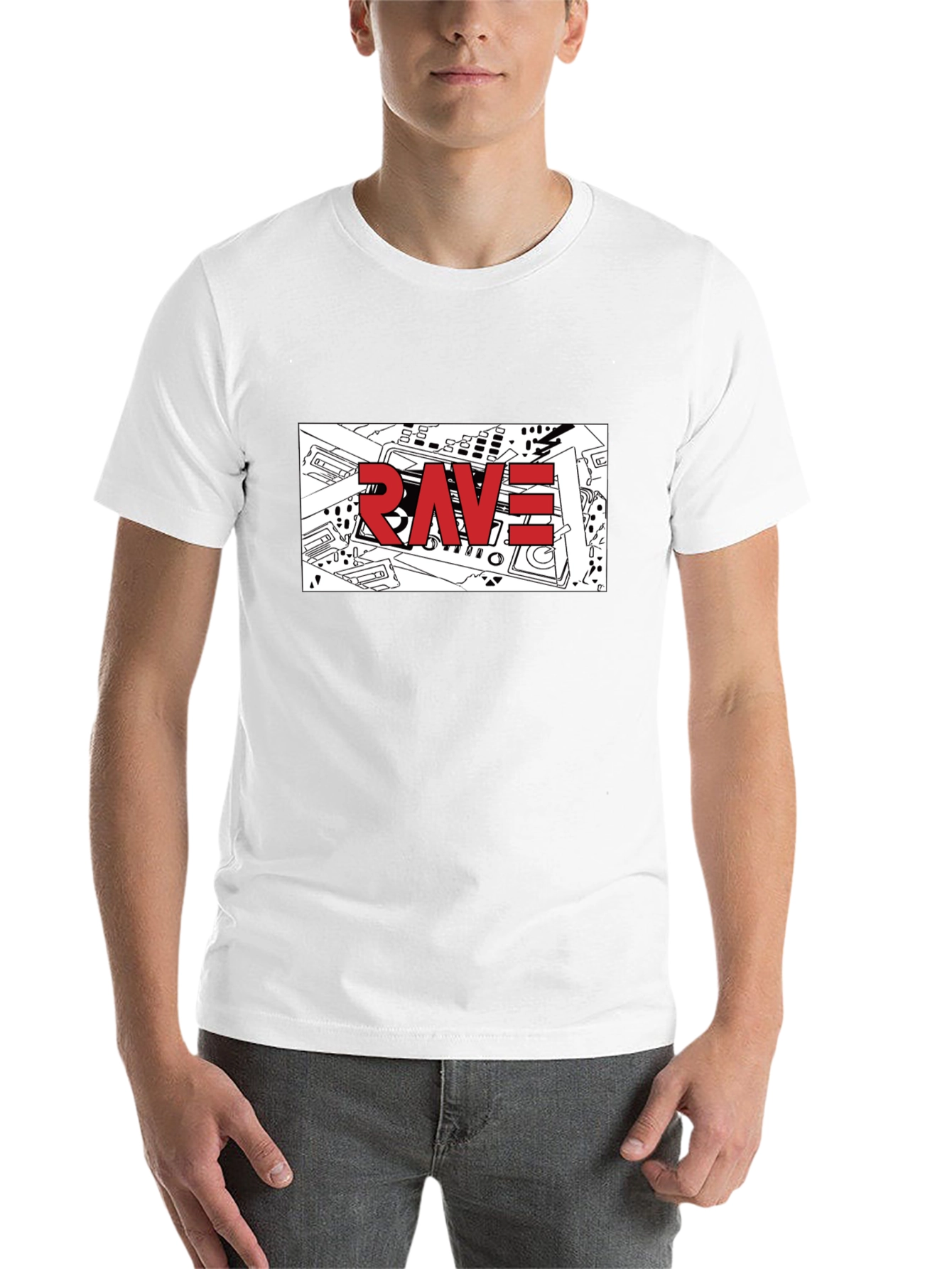 Black Rave Graphic T-Shirt - Black Crew Neck Tee view 14