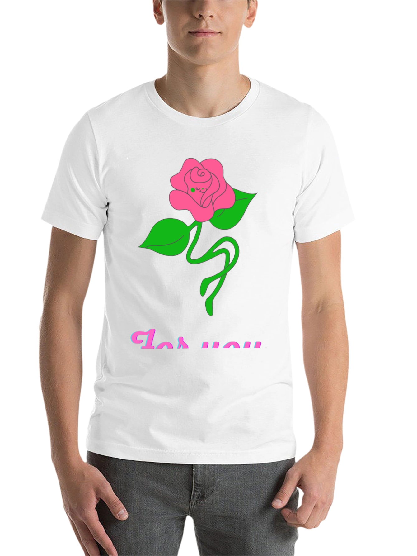 Black Black T-Shirt with Rose "For You" Graphic view 14