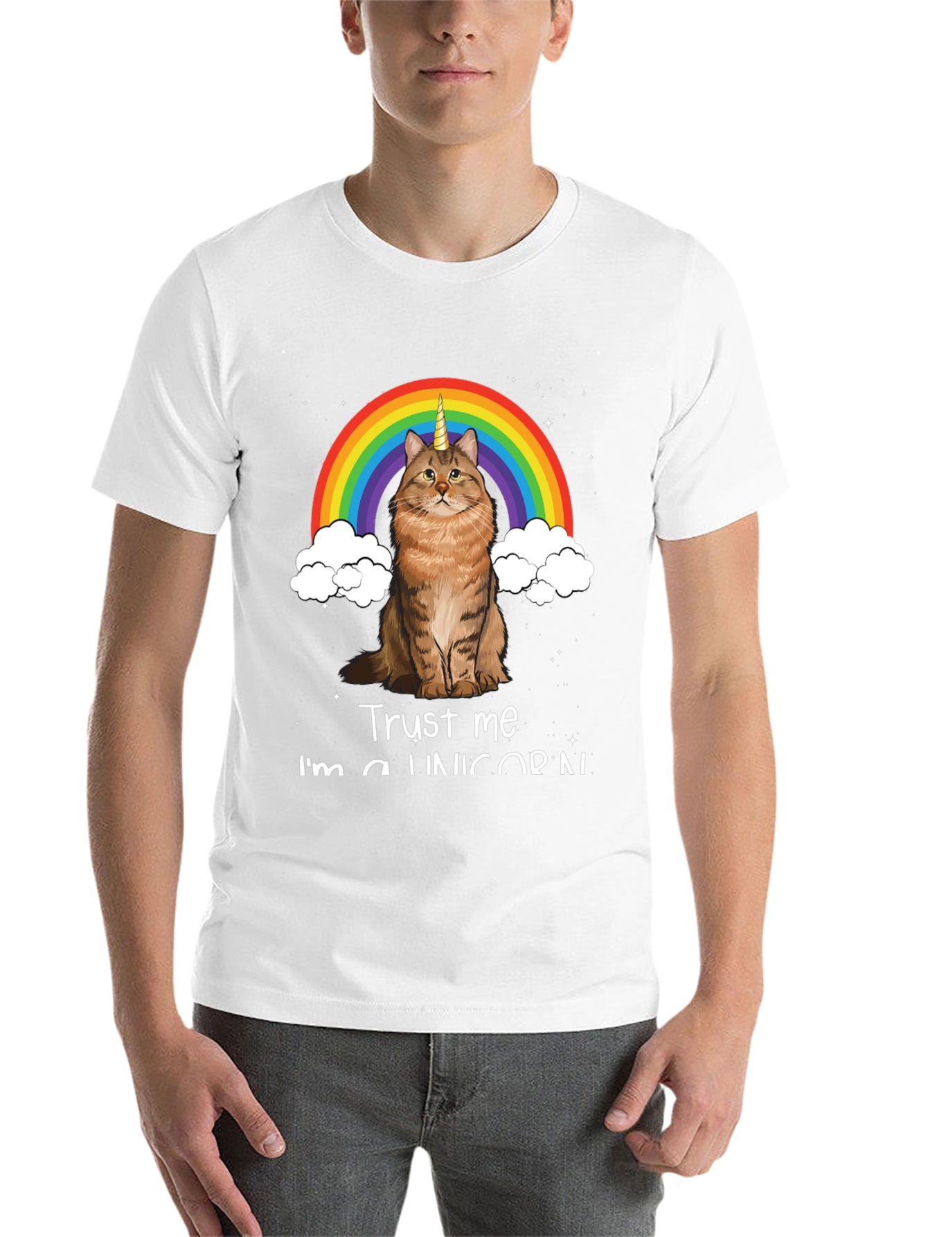 Black Unicorn Cat Rainbow T-Shirt - Trust Me I'm a Unicorn! view 14