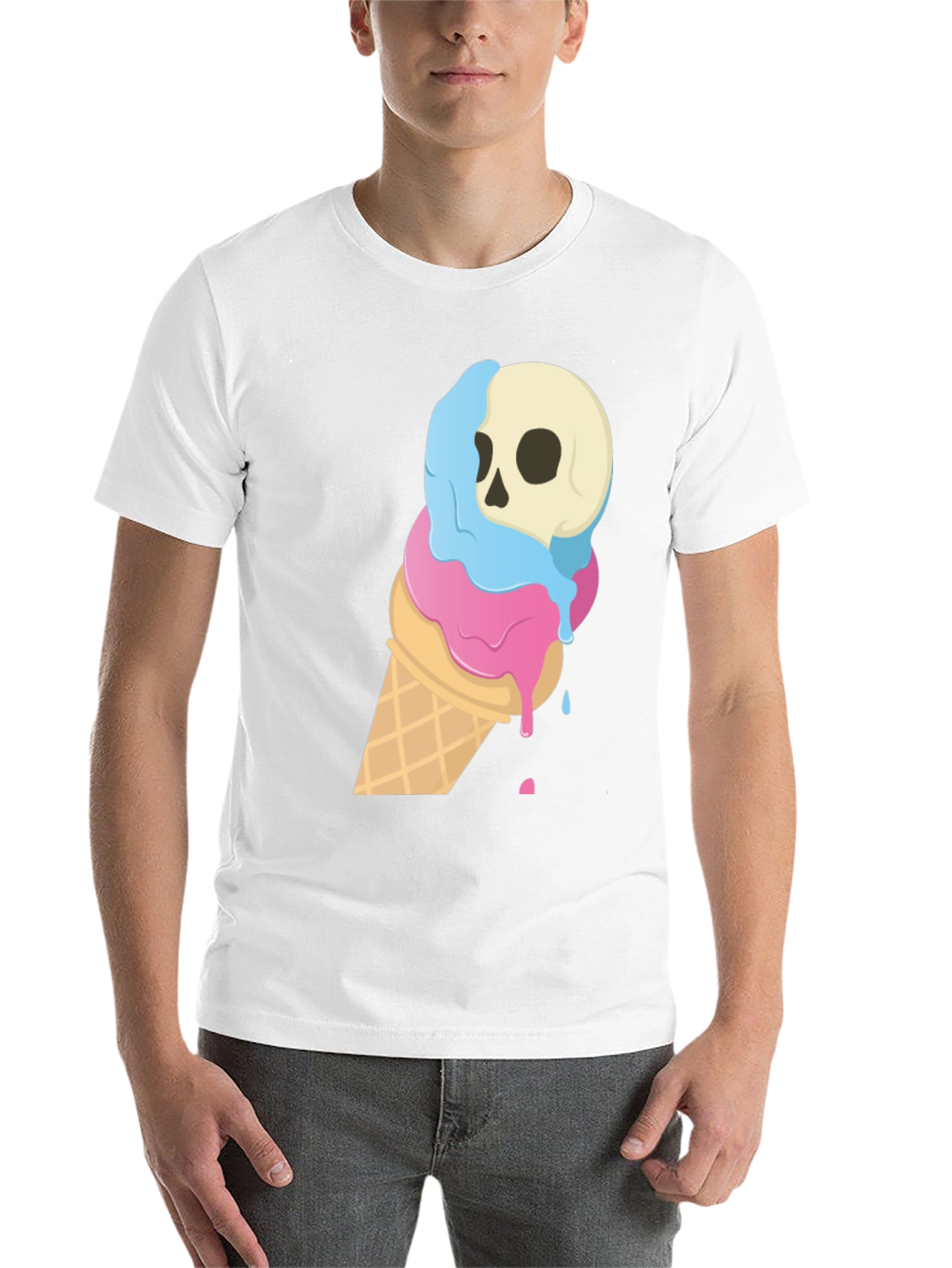 Black Skull Ice Cream Cone Graphic Tee - Black view 14