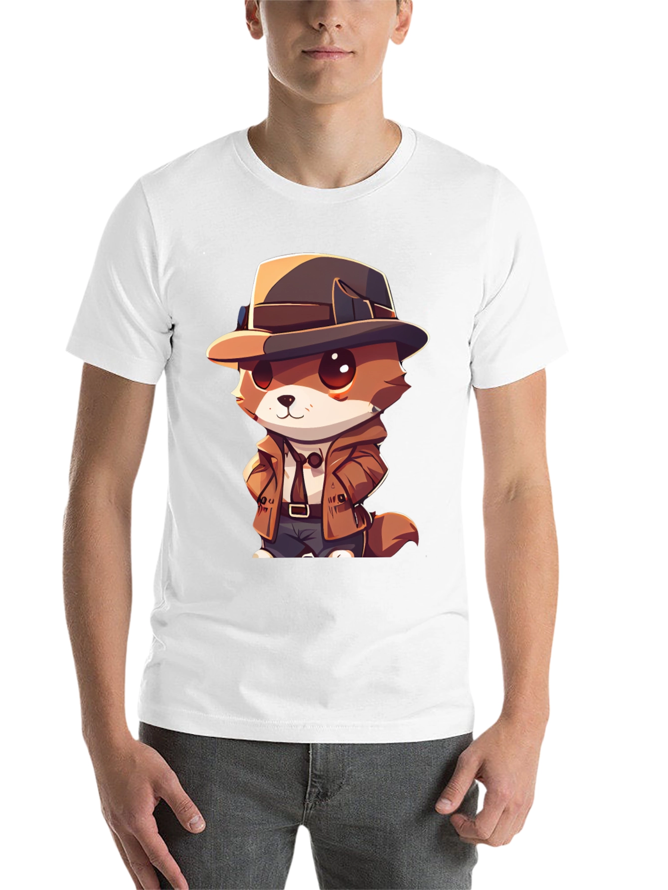 Black Detective Dog T-Shirt - Cartoon Style view 14