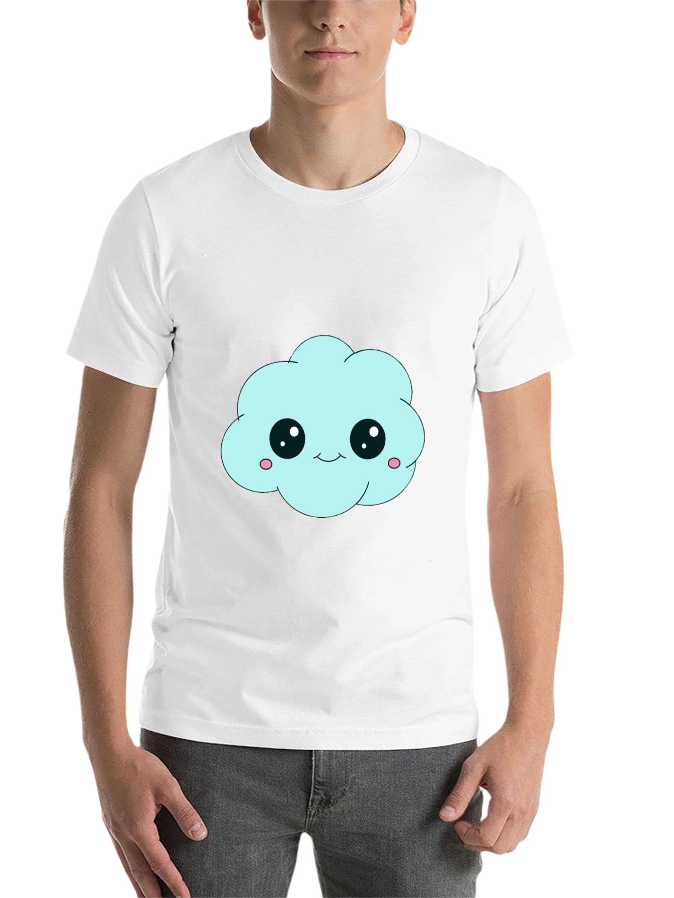 Black Cute Cloud Graphic Black T-Shirt - Unisex view 14