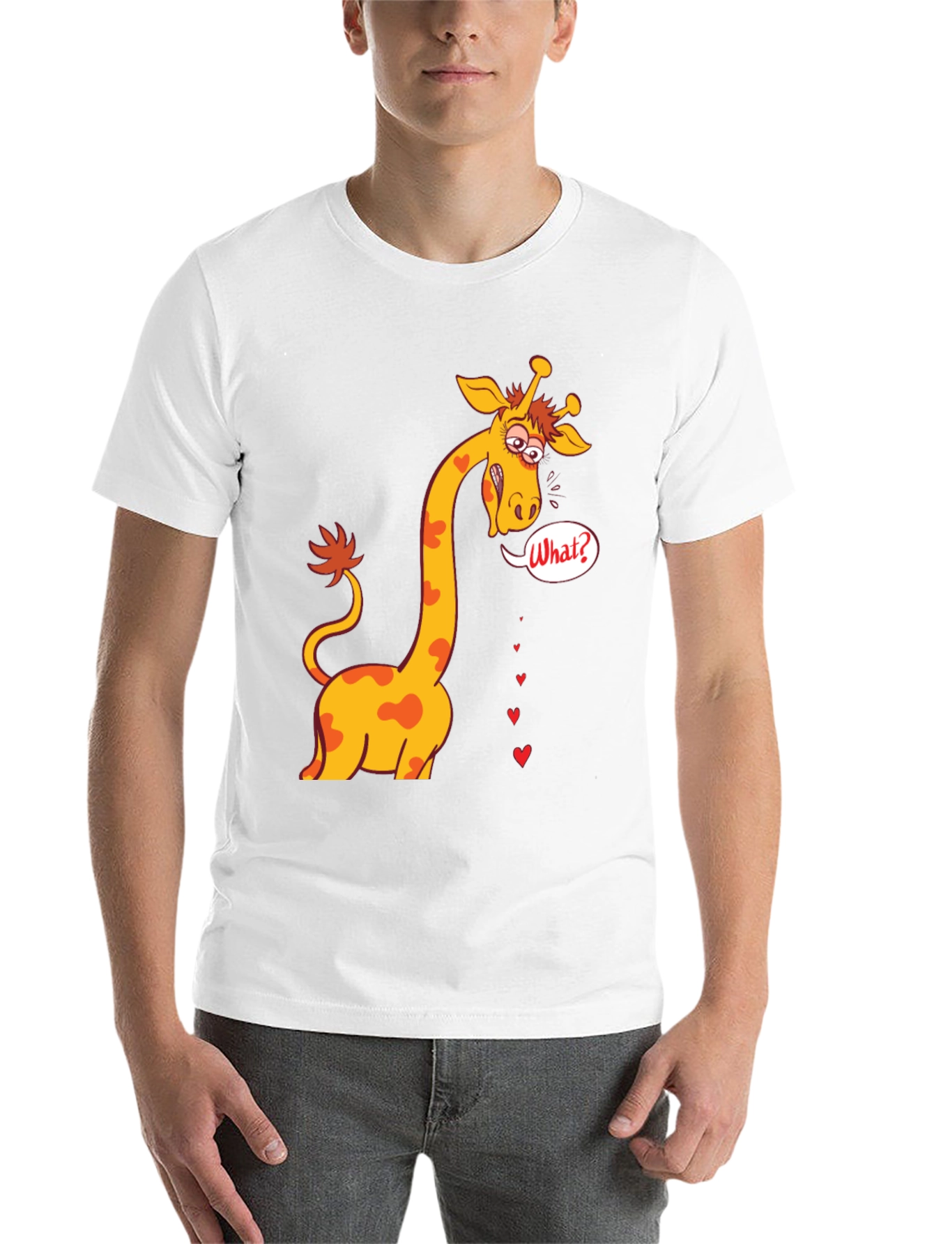 Black Funny Giraffe What? T-Shirt - Black view 14