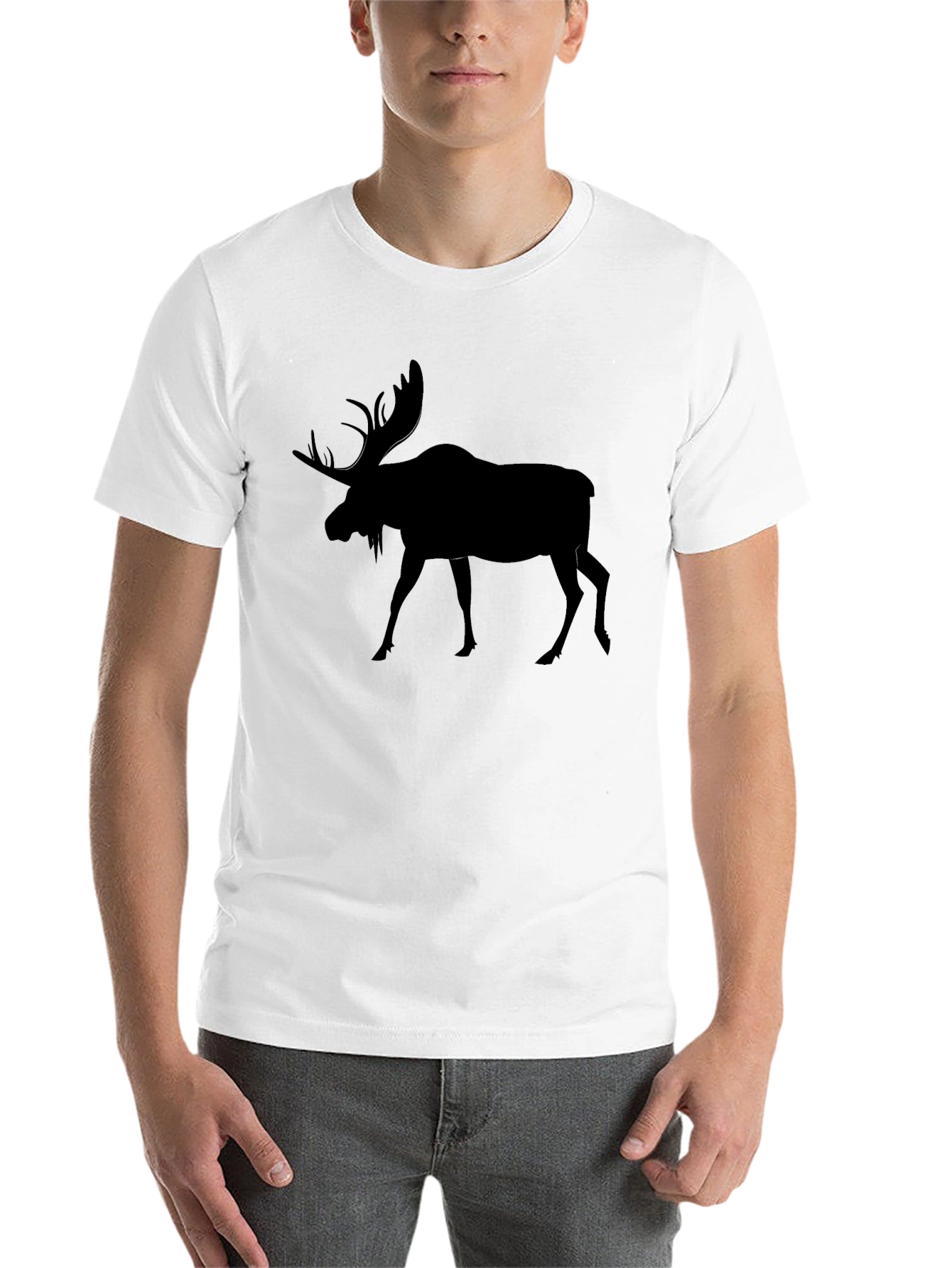 Black Moose Silhouette Black T-Shirt view 14