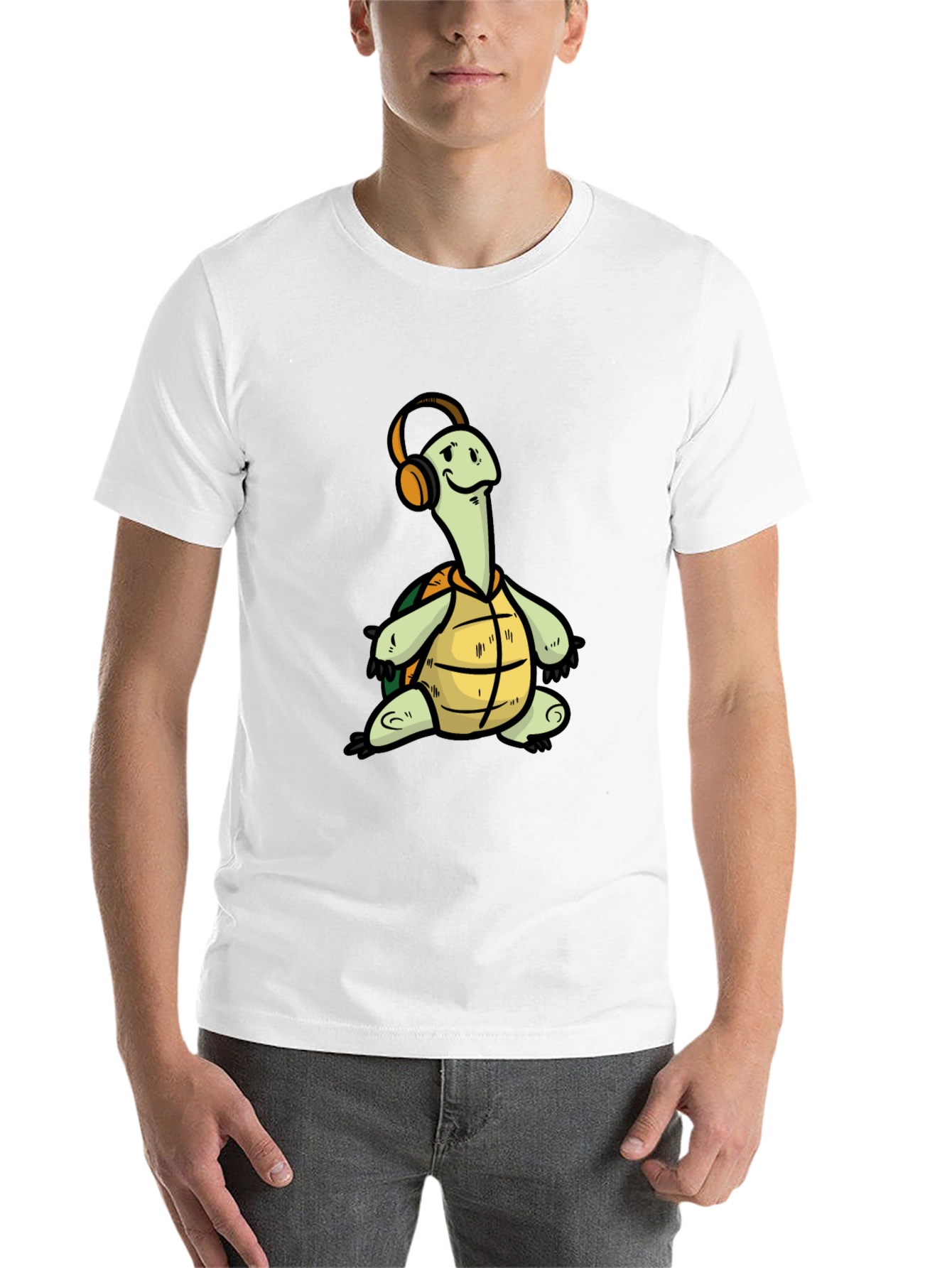 Black Turtle with Headphones Graphic T-Shirt view 14