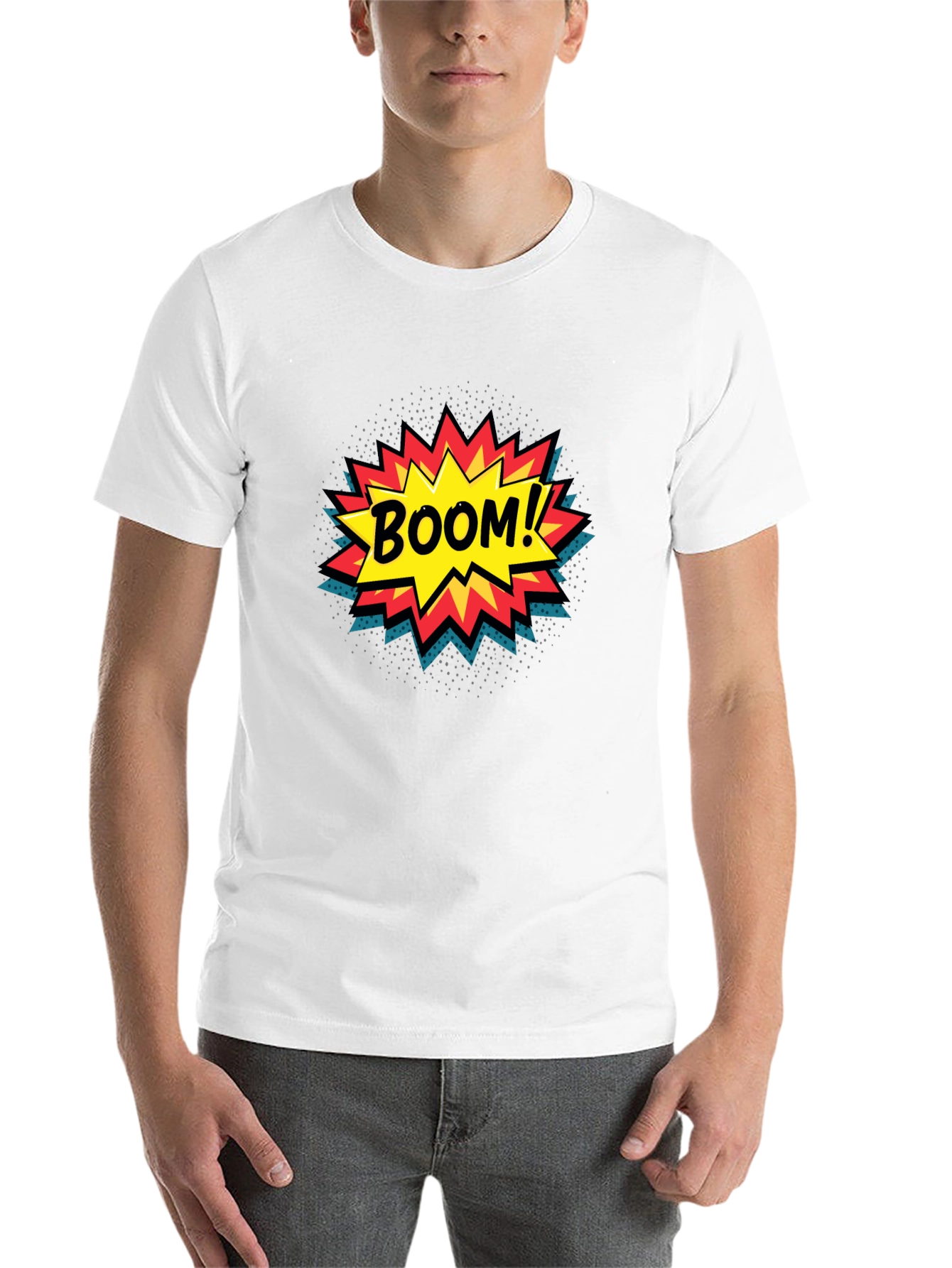 Black Boom! Comic Book Graphic Print Black T-Shirt view 14