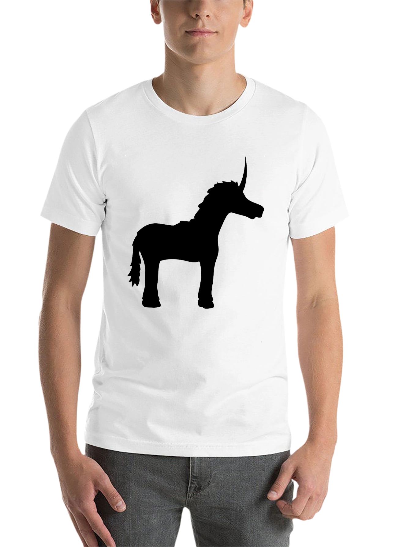 Black Unicorn Silhouette Black T-Shirt - Stylish Men's Tee view 14