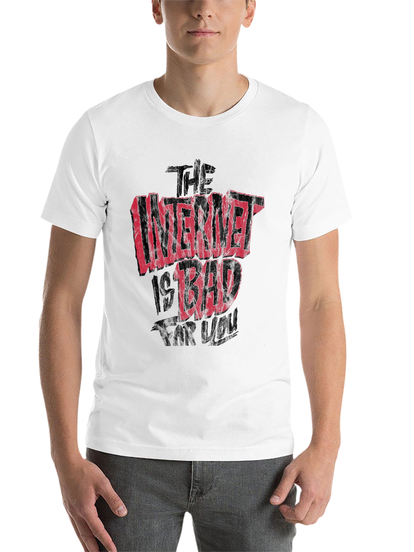 Black The Internet Is Bad For You Graphic T-Shirt view 14