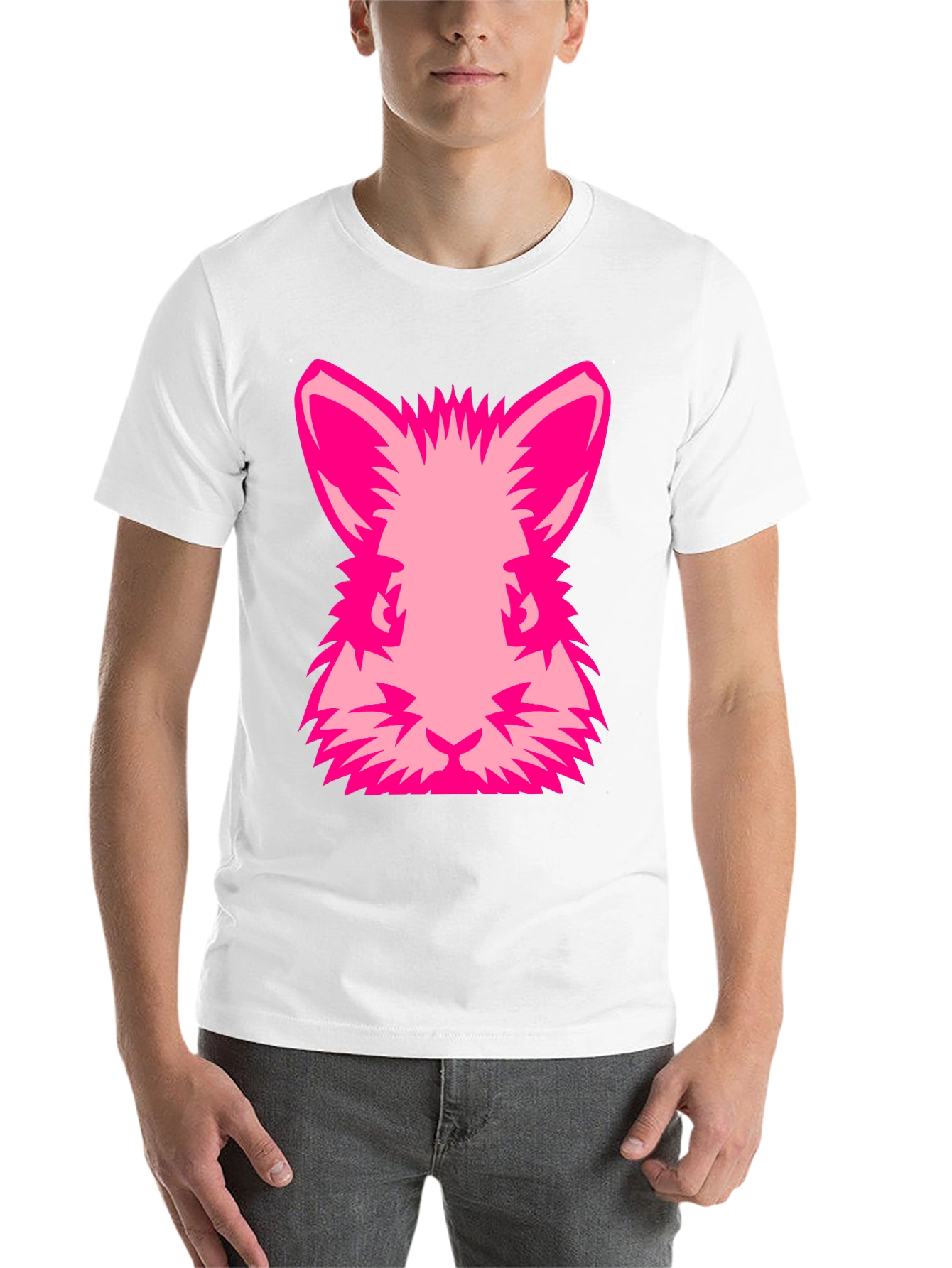 Black Pink Rabbit Graphic Tee - Black Cotton Blend Shirt view 14