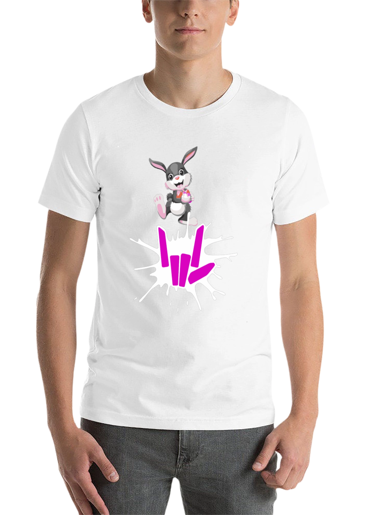Black Cool Rabbit Share Love T-Shirt view 14