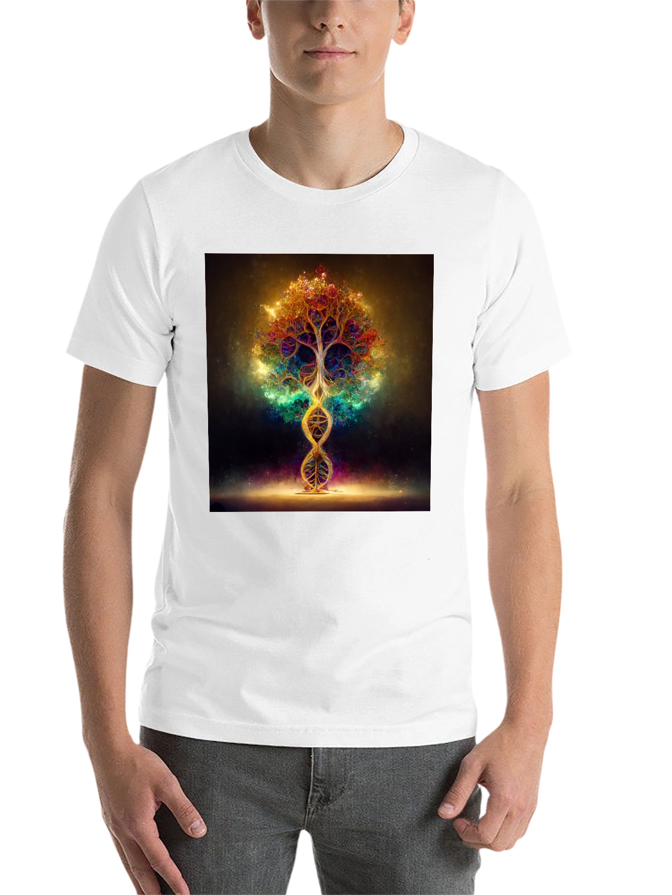 Black Cosmic Tree DNA T-Shirt - Vibrant Design view 14