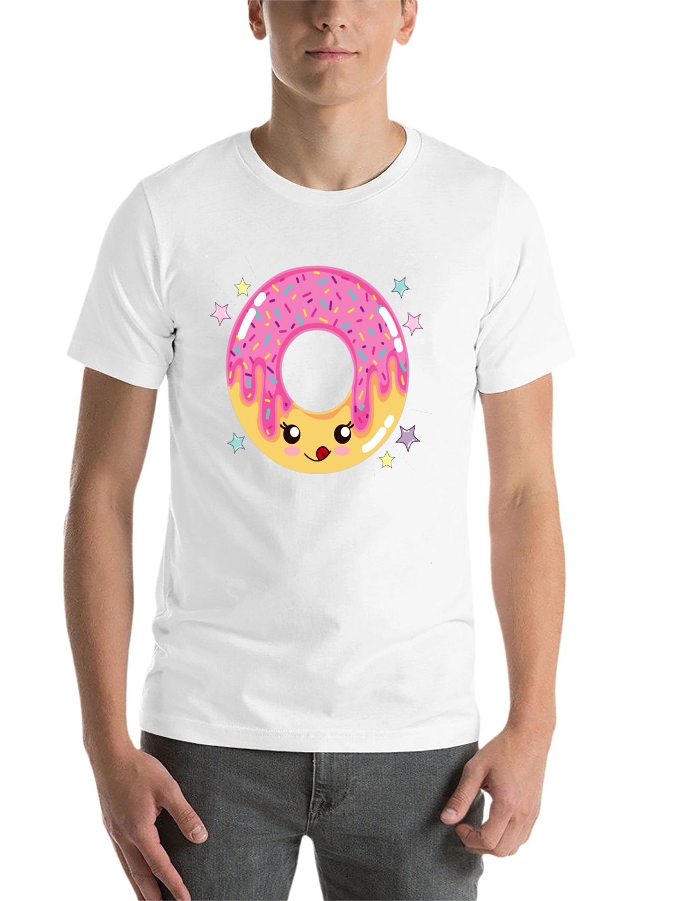 Black Kawaii Donut Graphic Tee - Black Cotton Comfort view 14