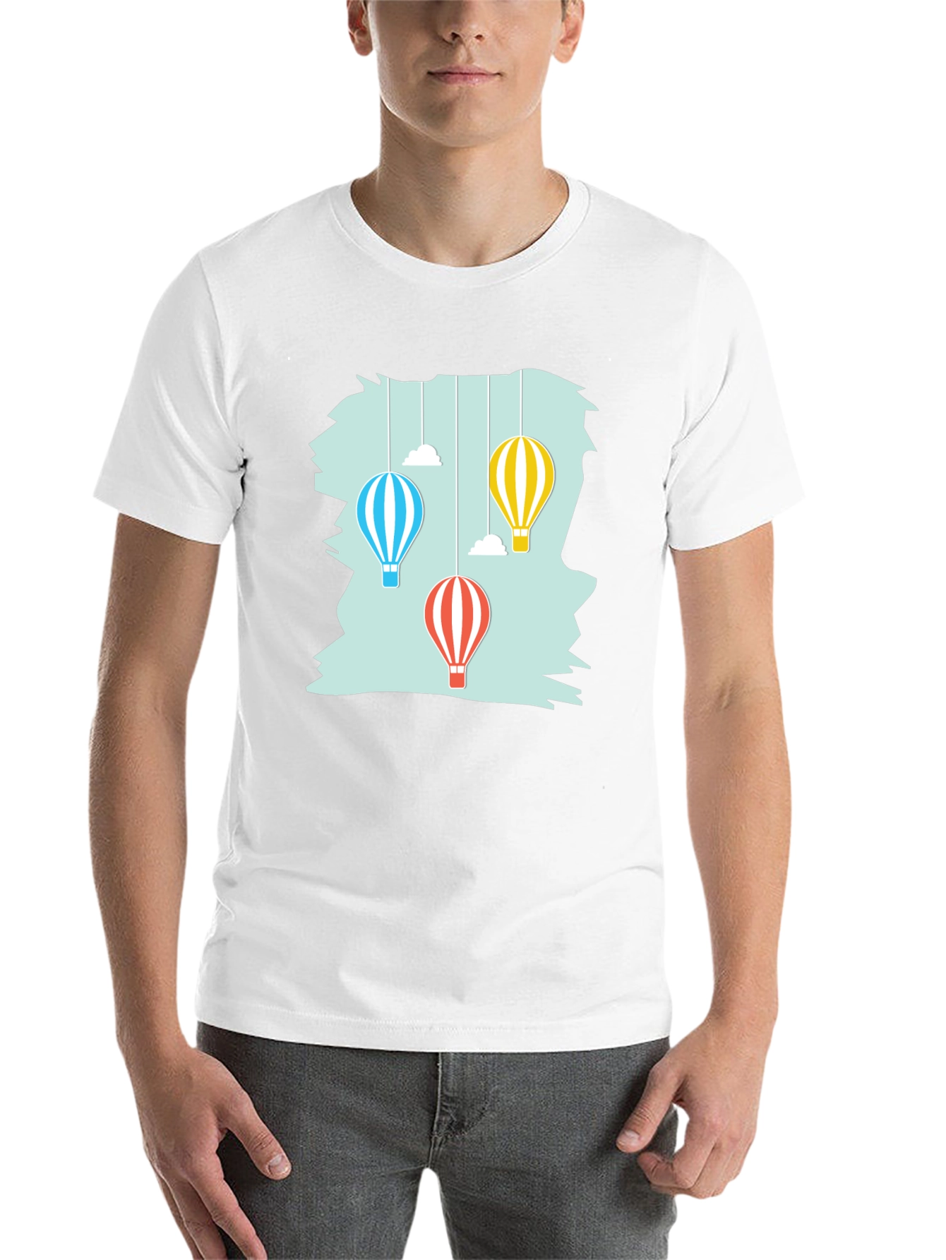 Black Hot Air Balloon Graphic Tee - Soft Cotton Casual Shirt view 14