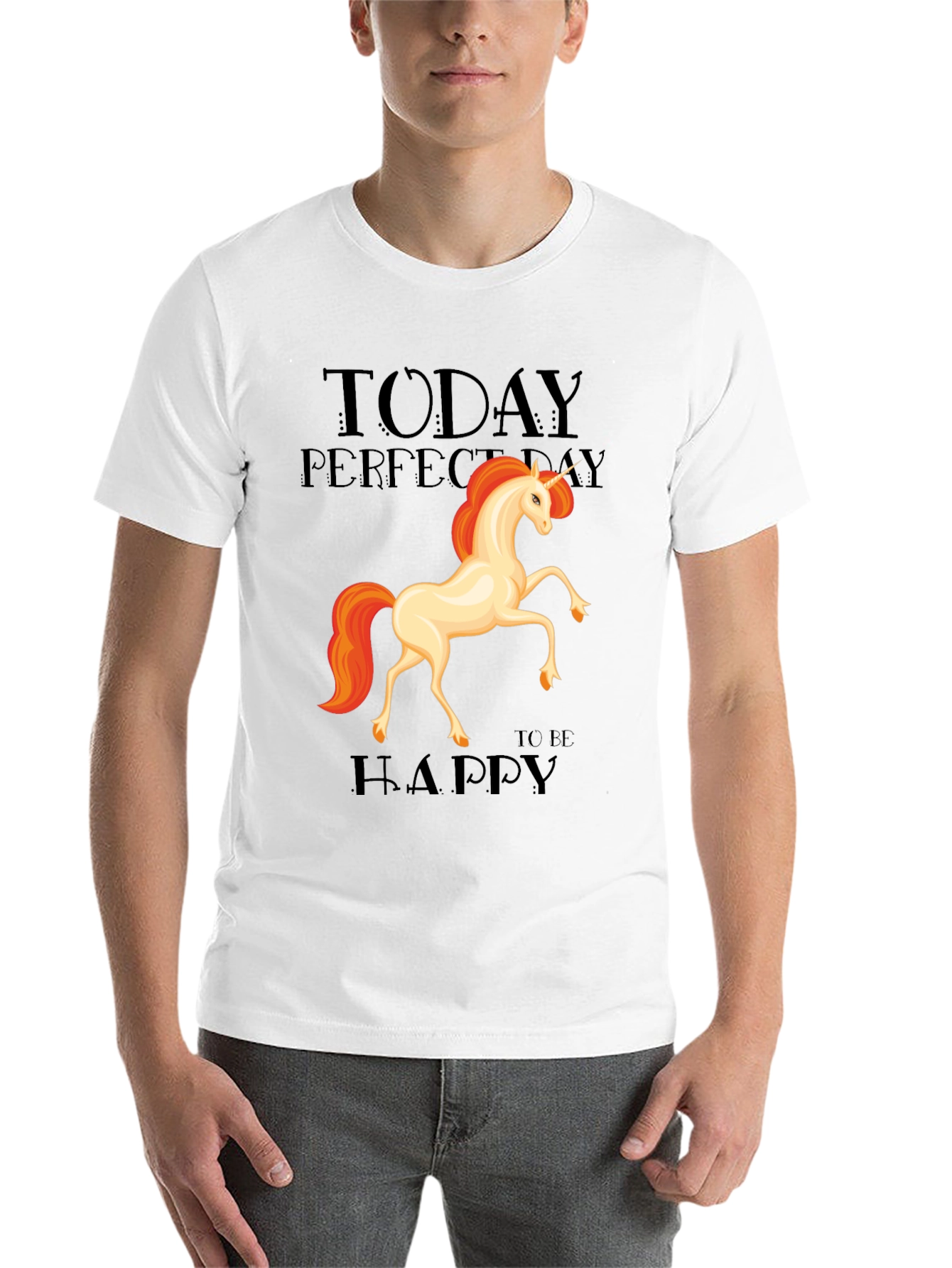 Black Unicorn Graphic Tee - Today Perfect Day To Be Happy T-Shirt view 14