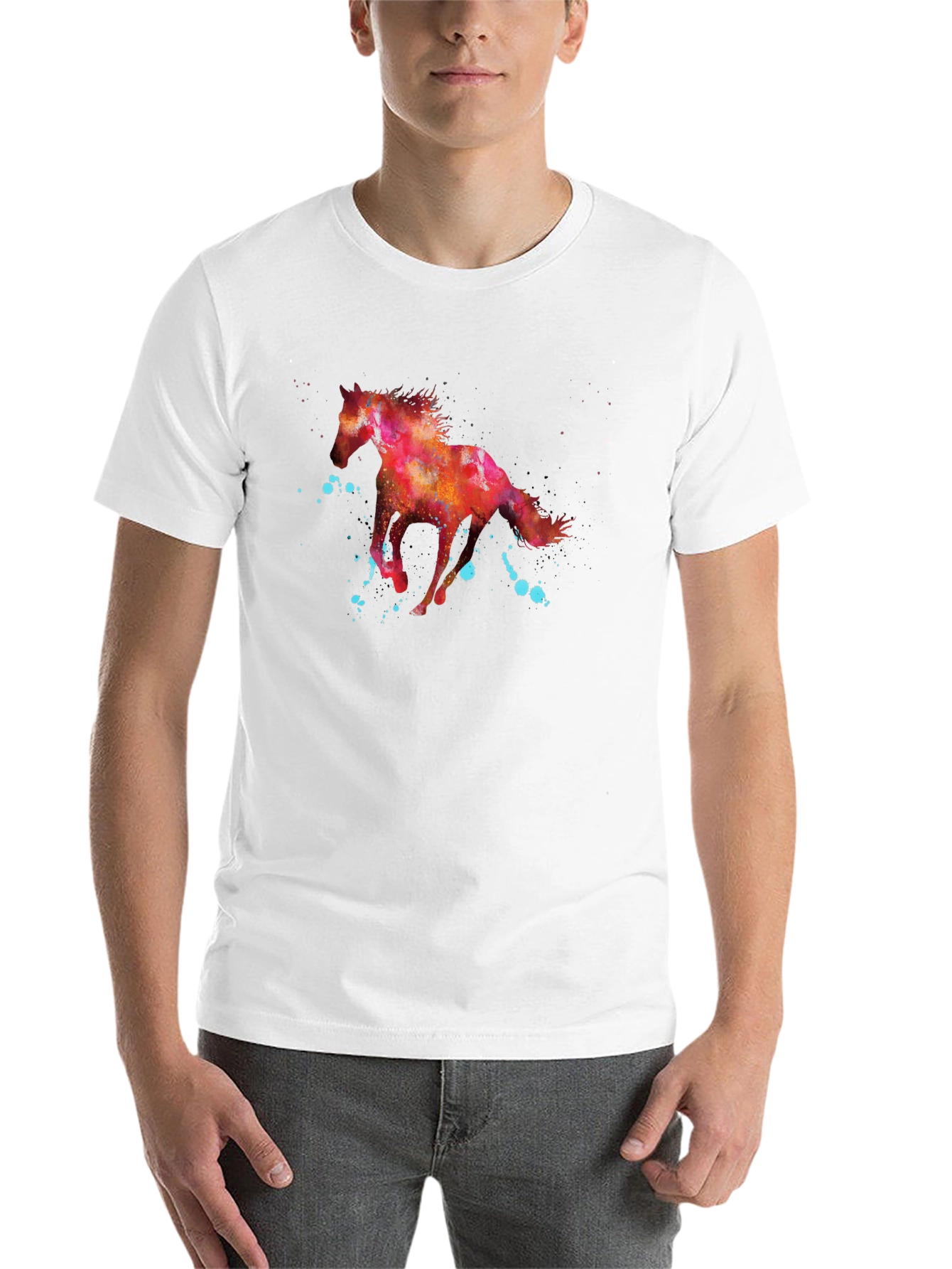 Black Watercolor Horse Graphic T-Shirt view 14