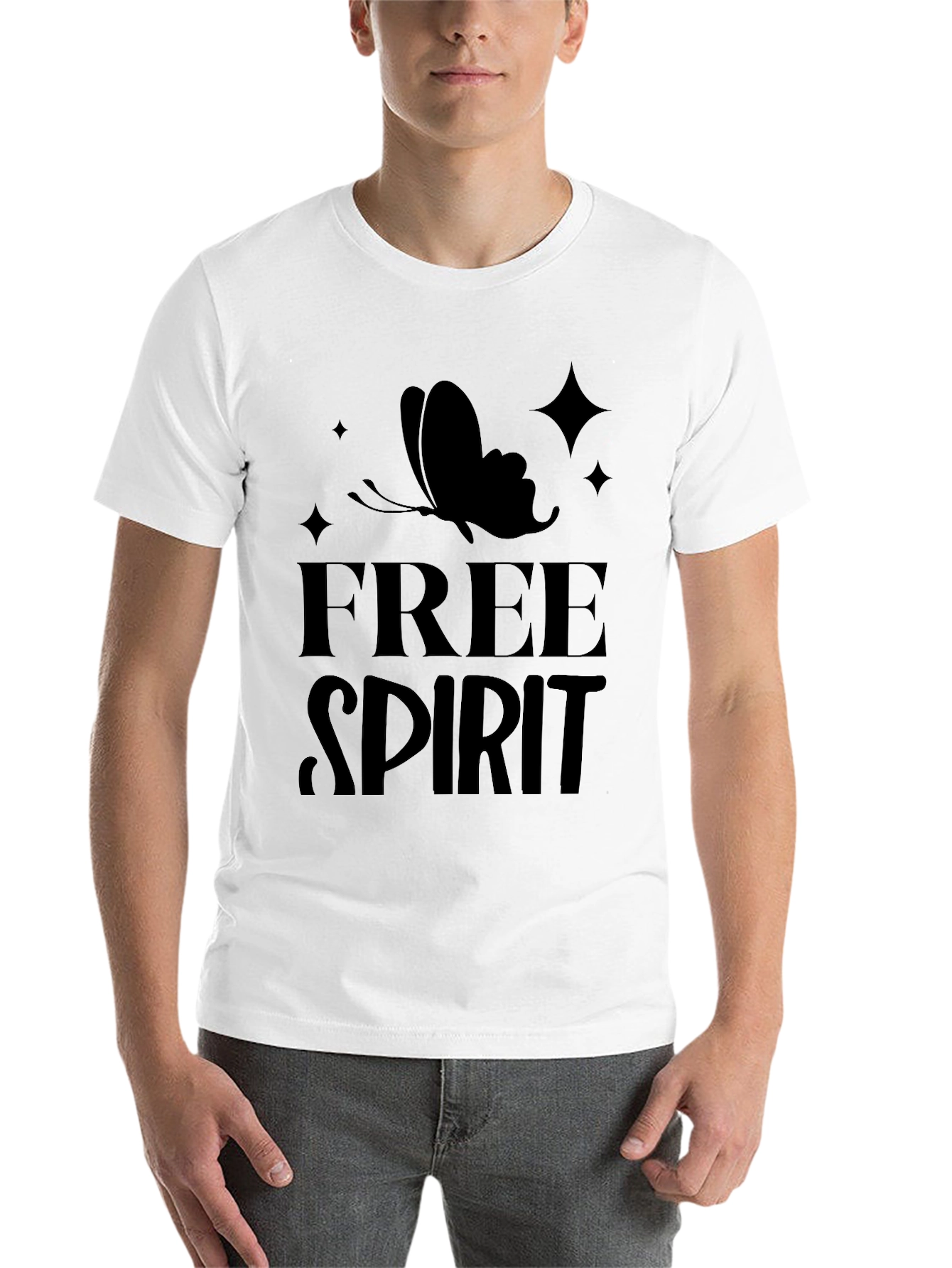 Black Free Spirit Butterfly Graphic Tee - Black Cotton Casual view 14