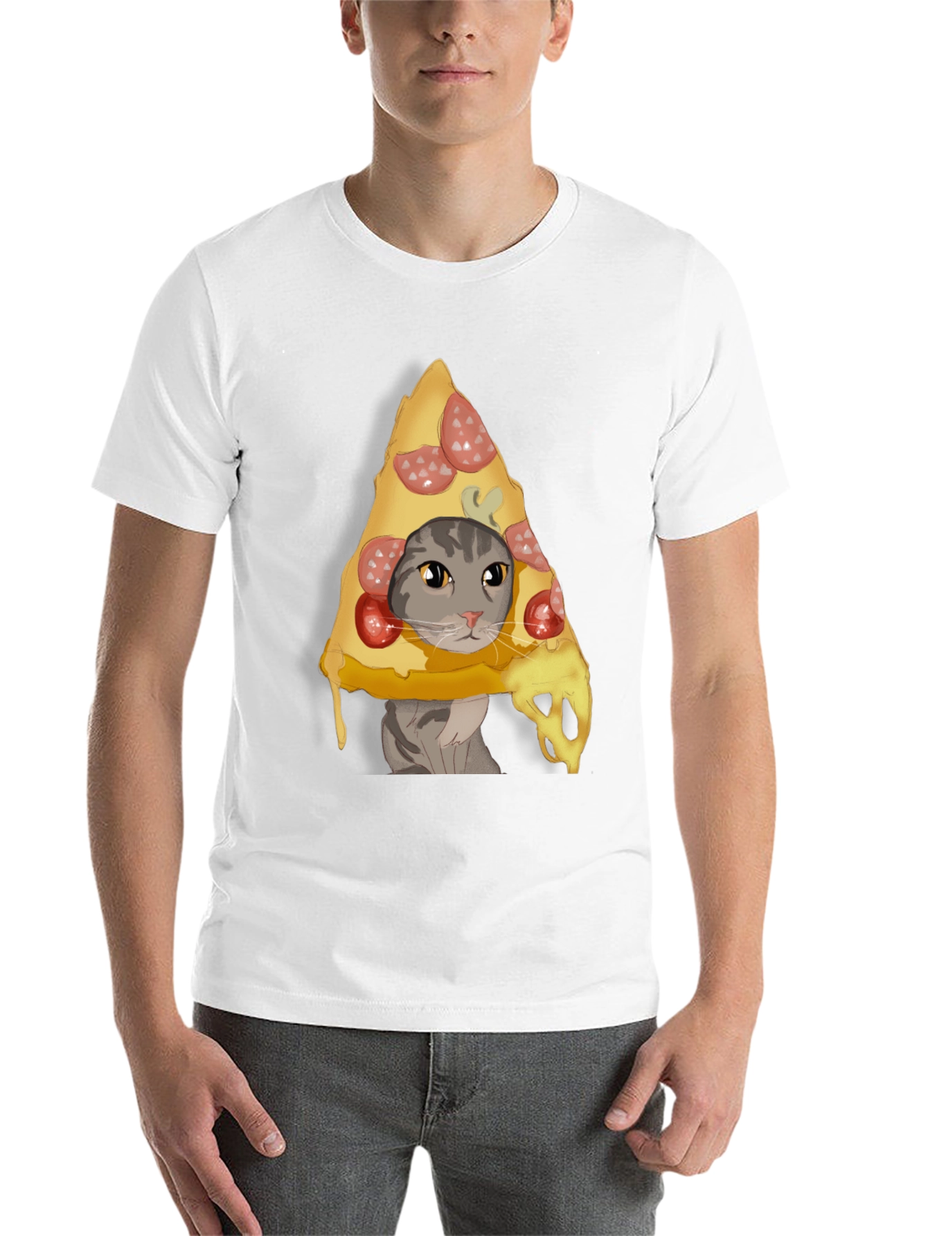 Black Pizza Cat Graphic T-Shirt - Funny & Unique view 14