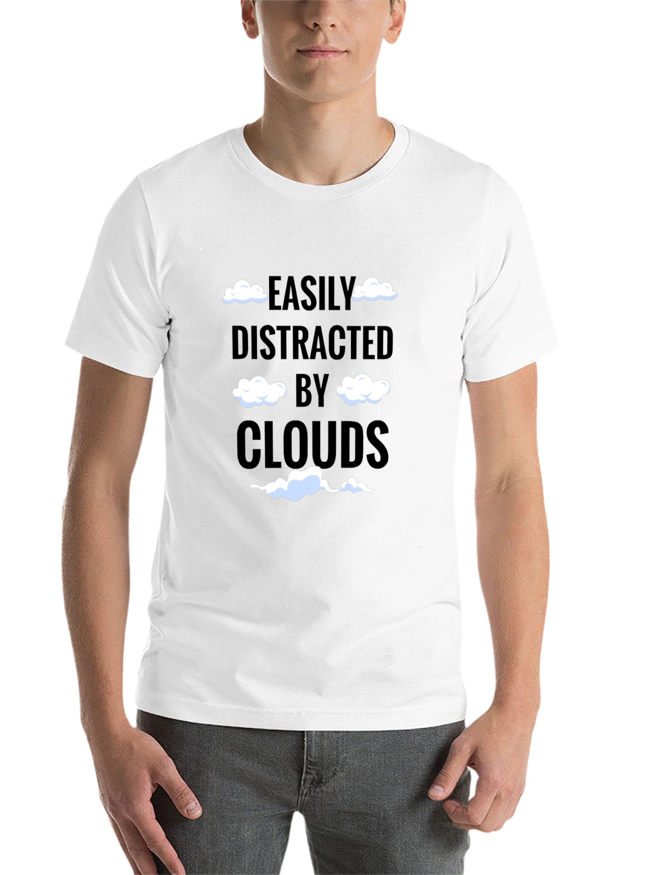 Black Easily Distracted by Clouds T-Shirt Funny Cloud Lover Tee view 14
