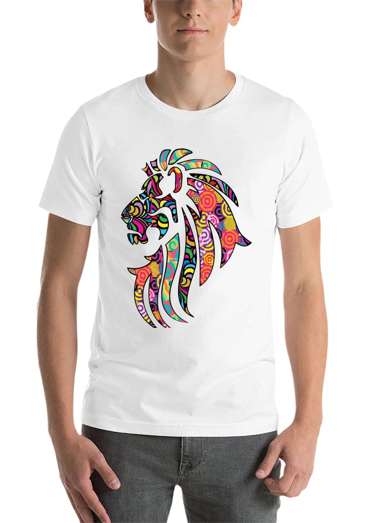 Black Psychedelic Lion Graphic Black T-Shirt view 14