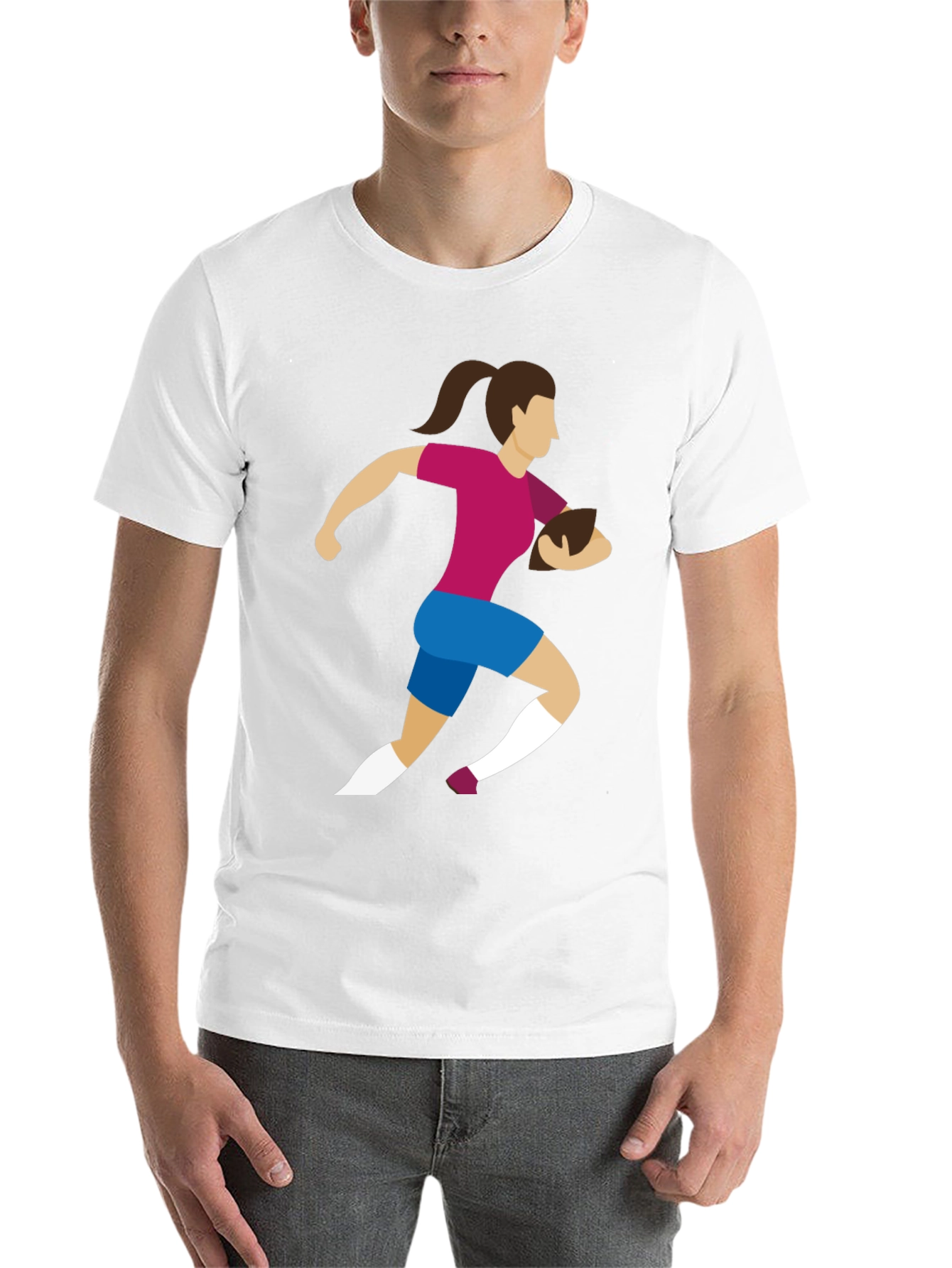 Black Rugby Girl Graphic Tee - Black Cotton Casual T-Shirt view 14