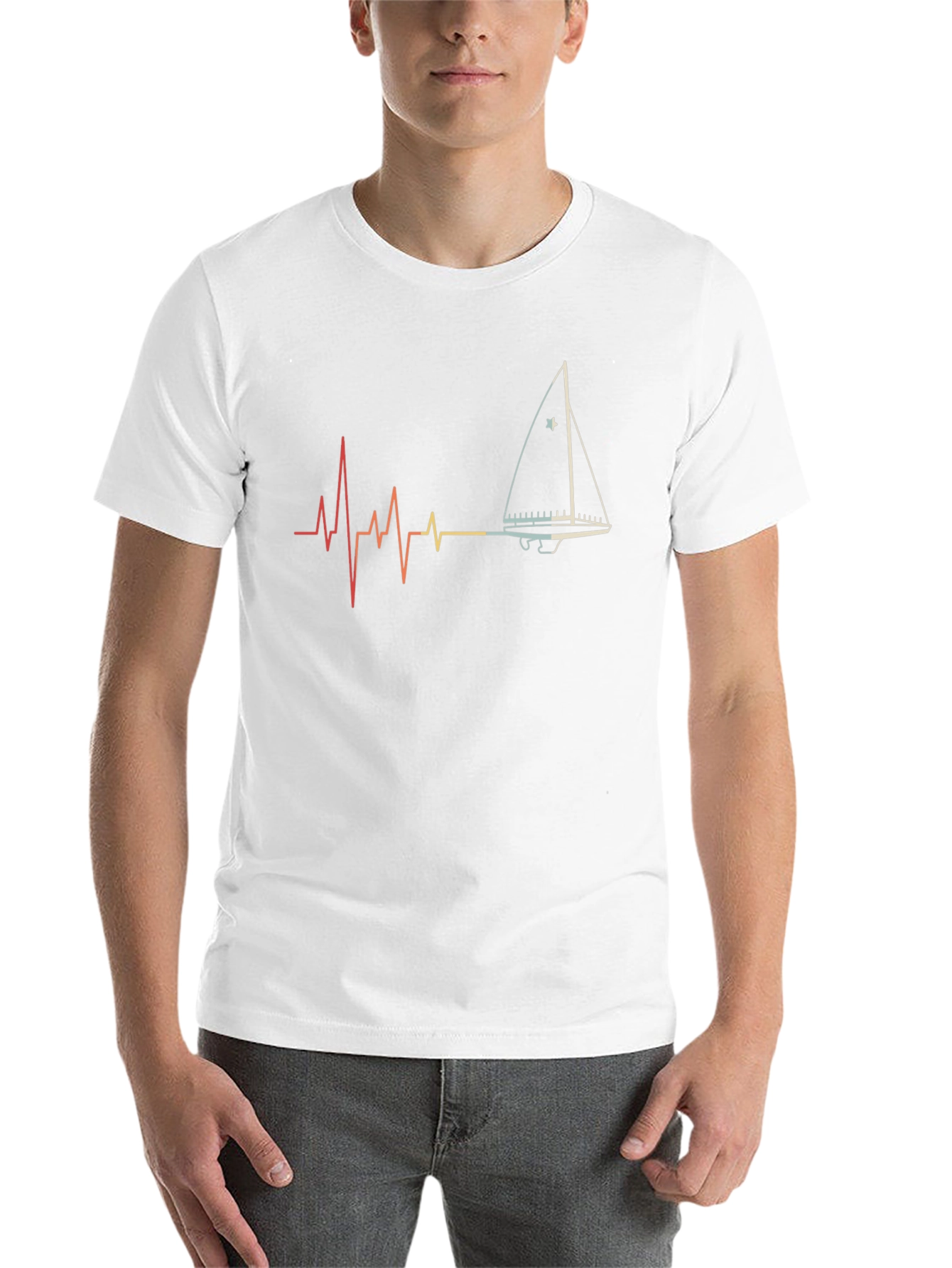 Sailboat Heartbeat Graphic Tee - Black - 14