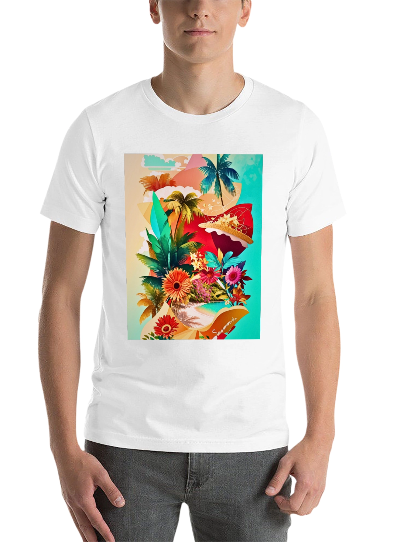 Black Tropical Summer Graphic T-Shirt view 14