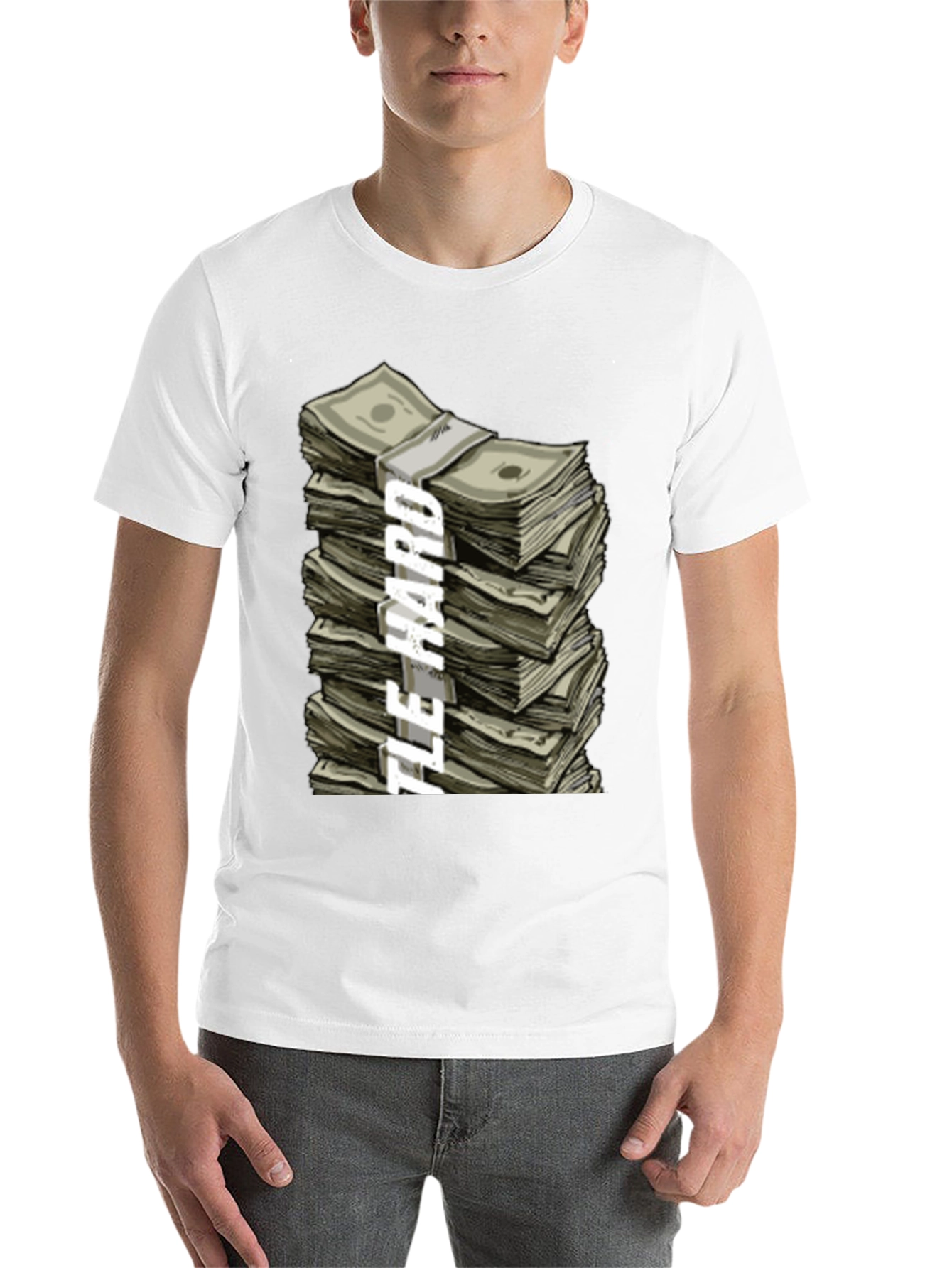 Black Hustle Hard Stacked Money Graphic Tee view 14
