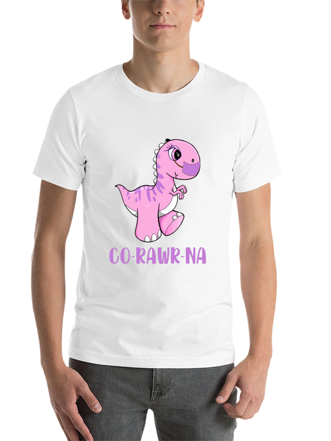 Black Funny Dinosaur Co-Rawr-Na T-Shirt view 14
