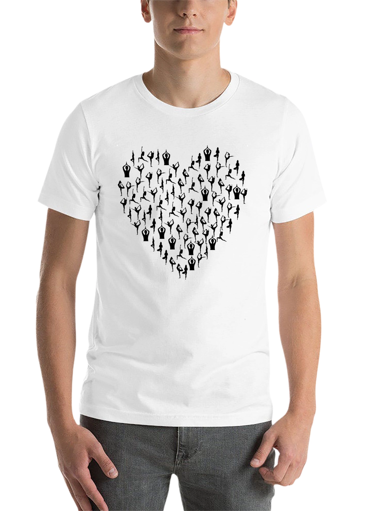 Black Yoga Heart Graphic Black T-Shirt - Unisex view 14