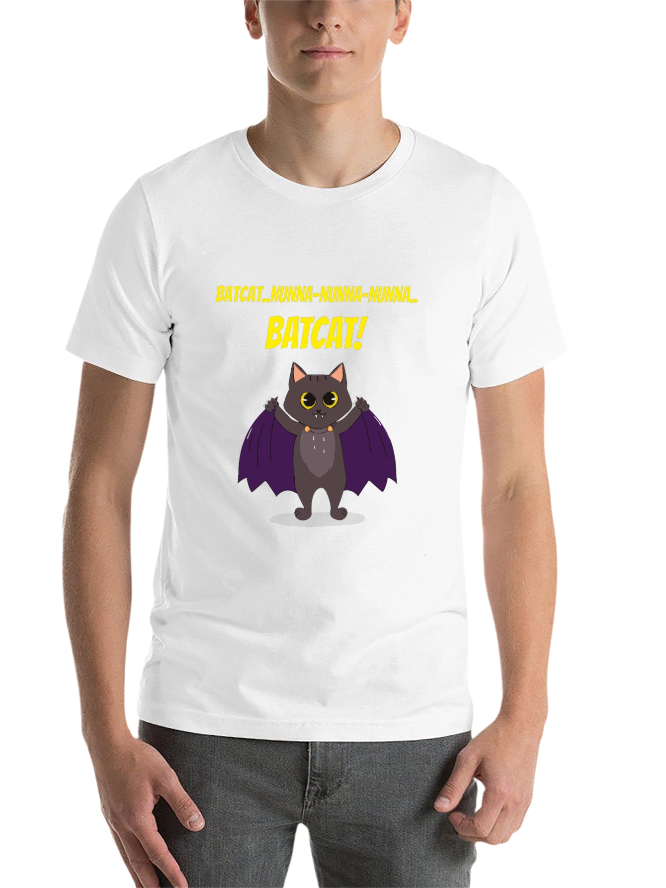 Black Batcat T-Shirt -  Fun Graphic Tee  view 14