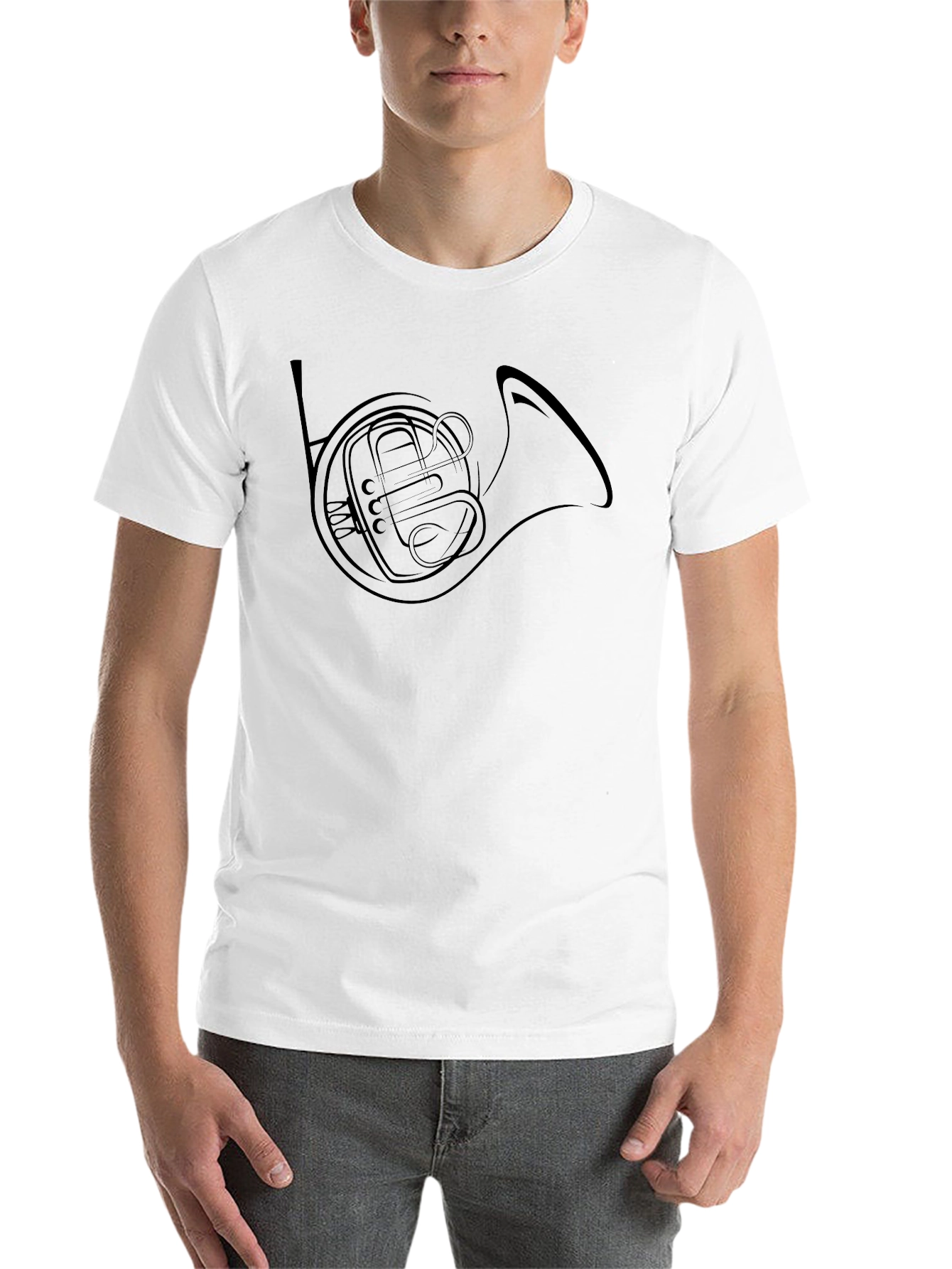 Black French Horn Graphic Tee - Musician's T-Shirt view 14