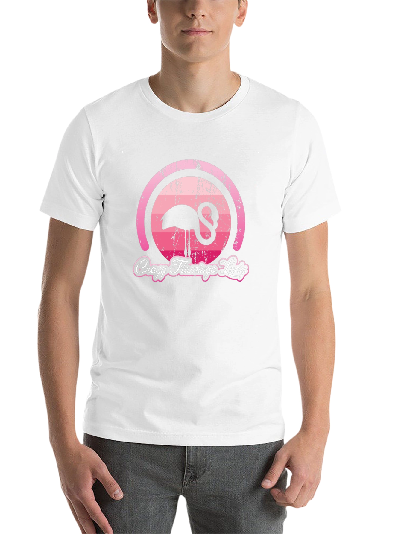 Black Crazy Flamingo Lady Graphic T-Shirt view 14