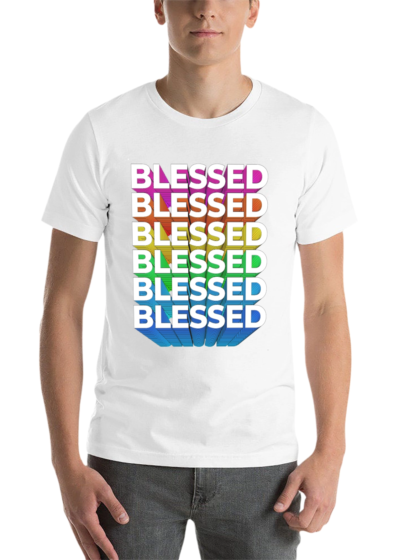 Black Blessed Rainbow Graphic Tee - Black view 14