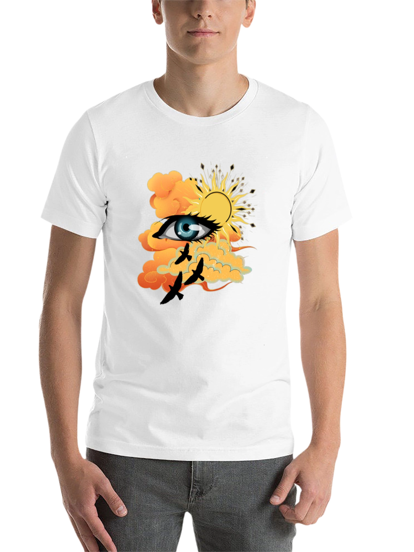 Black Eye & Sun Graphic Tee - Black Cotton Blend view 14