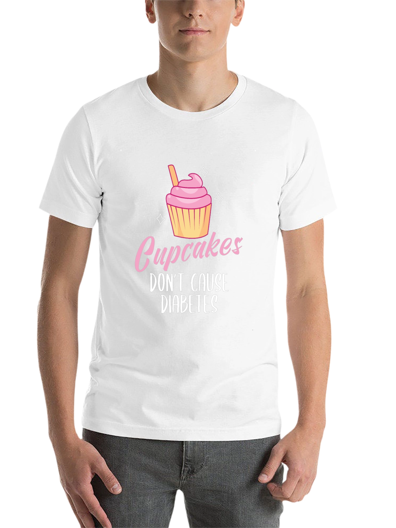 Black Cupcakes Don't Cause Diabetes Graphic Tee view 14