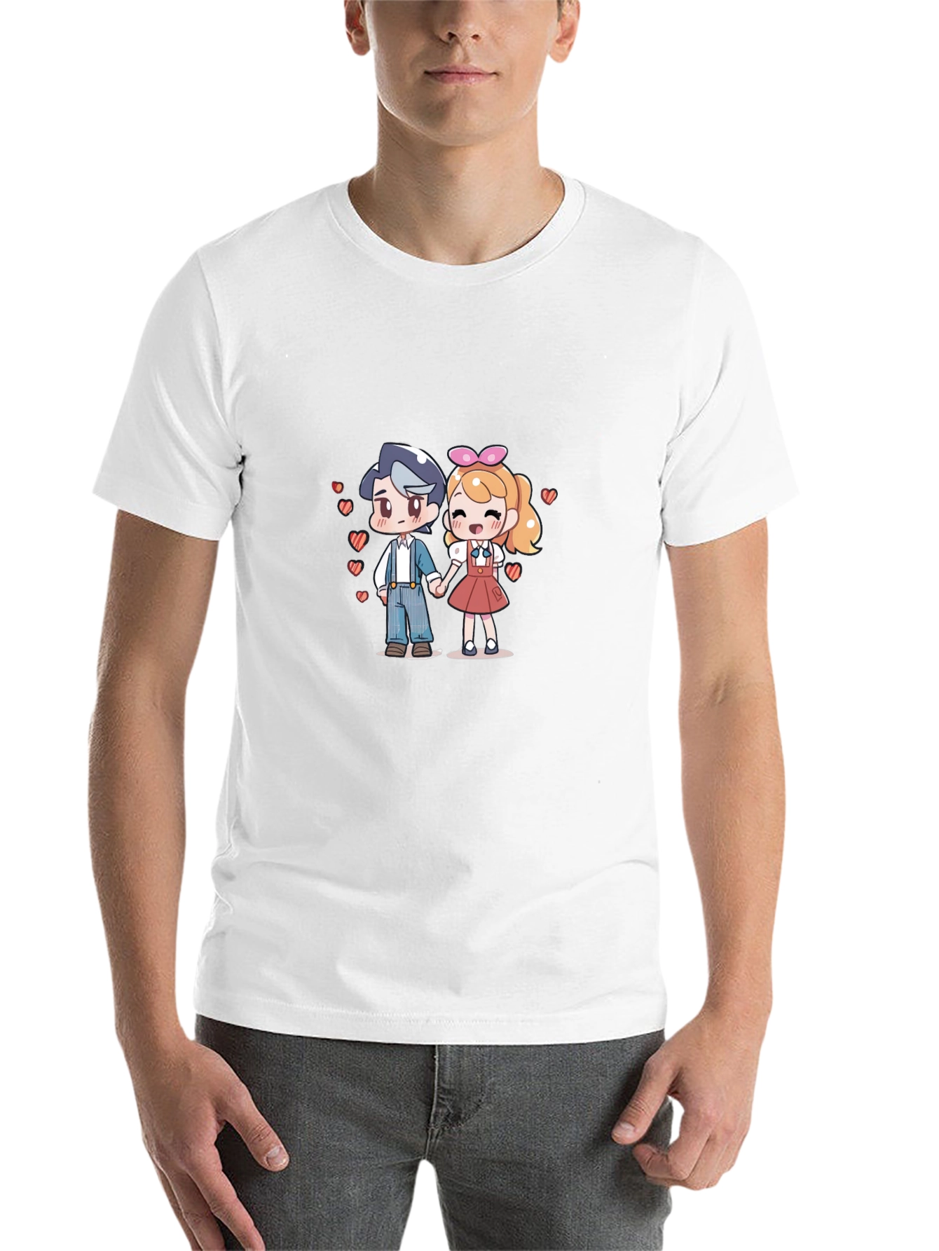 Black Anime Love T-Shirt - Cute Couple Tee view 14