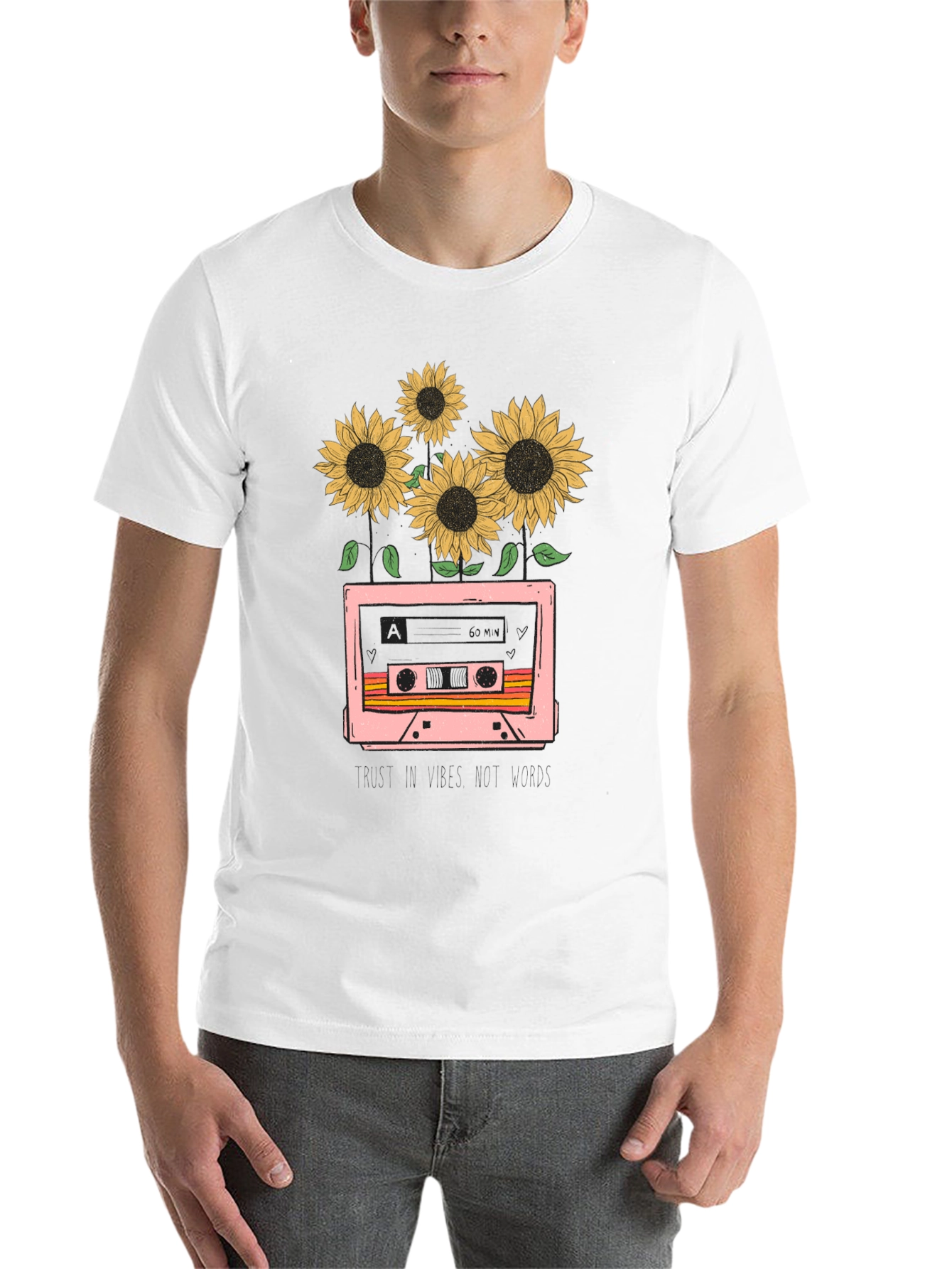 Black Sunflower Cassette Tape Graphic Tee view 14