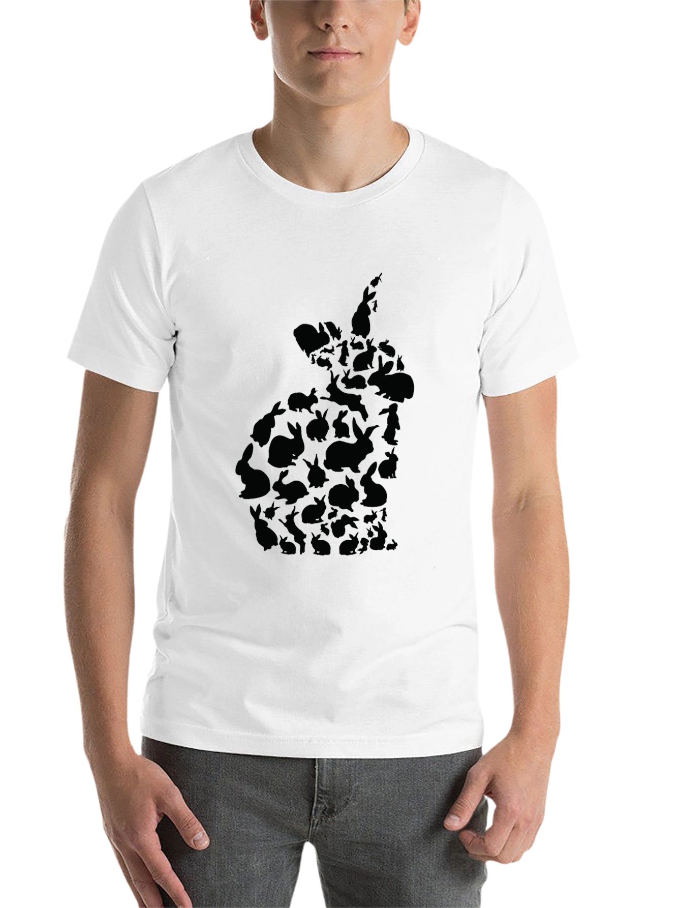 Black Rabbit Silhouette Black T-Shirt view 14