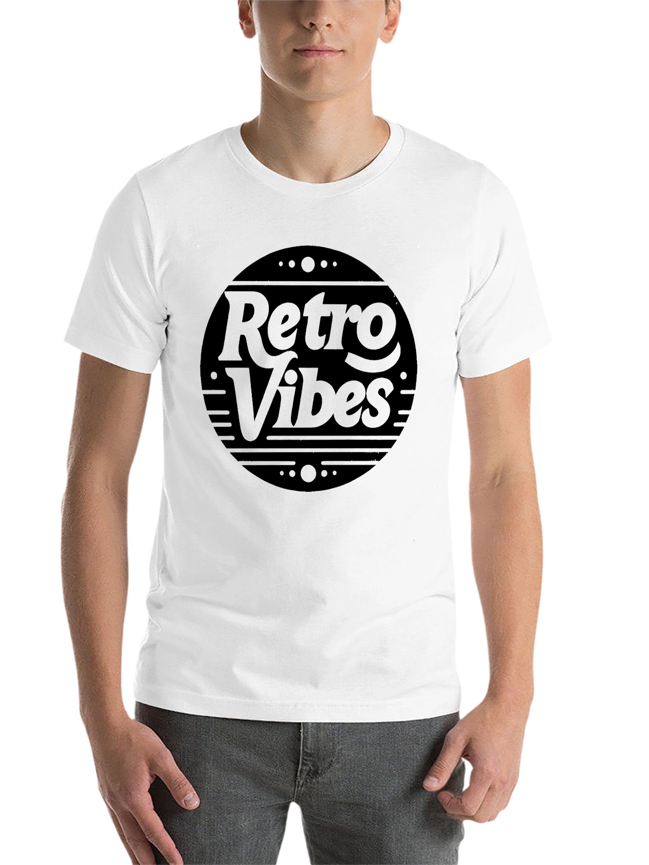 Black Retro Vibes Graphic Tee - Stylish Black Cotton T-Shirt view 14