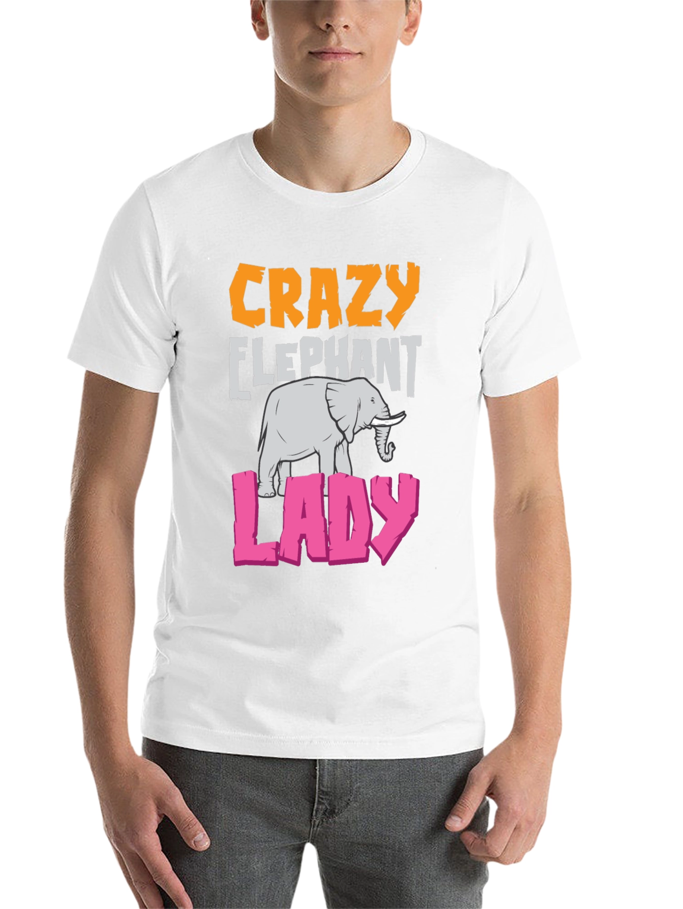 Black Crazy Elephant Lady Graphic T-Shirt view 14