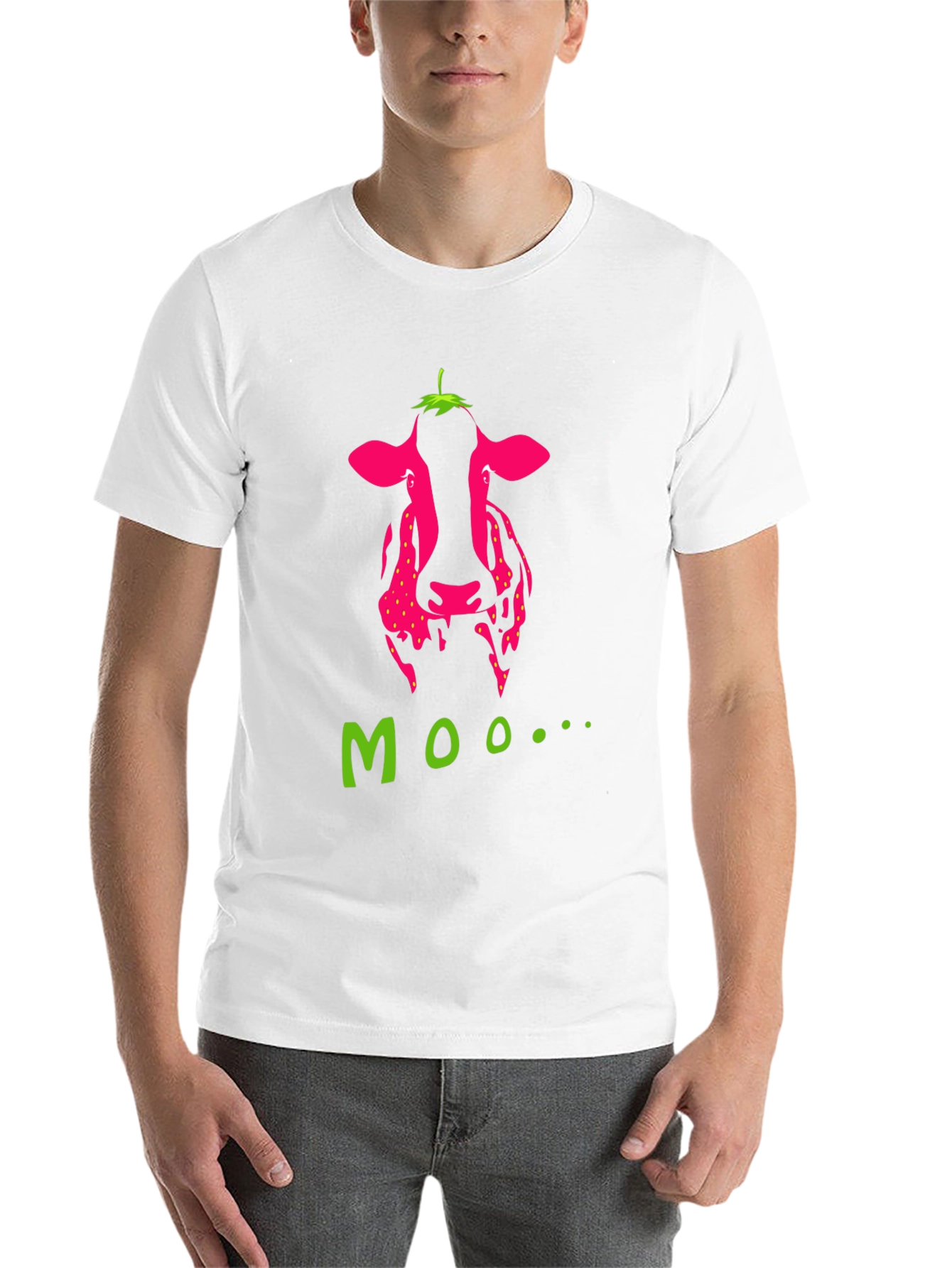 Black Strawberry Cow Moo Graphic T-Shirt - Novelty Tee view 14