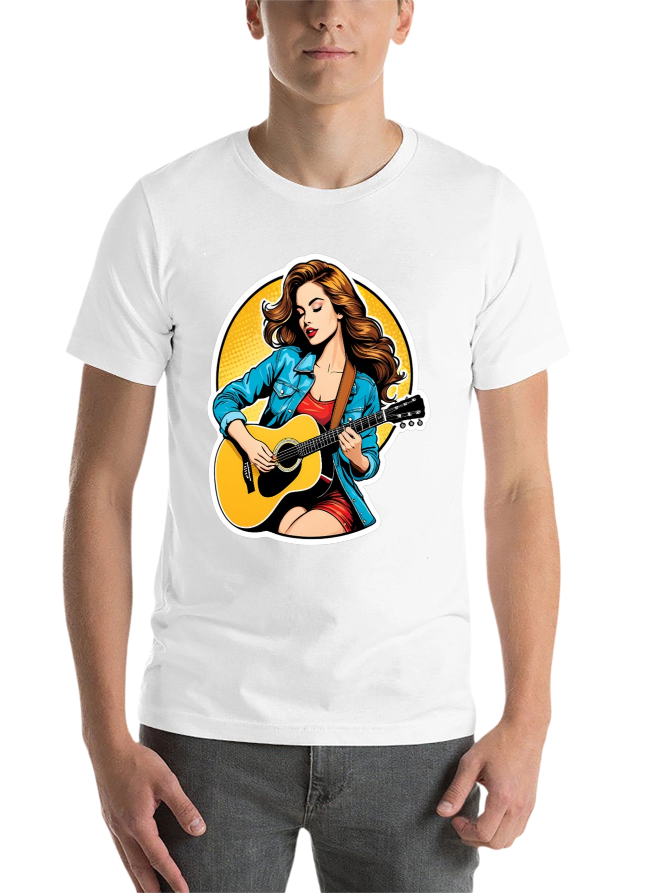Black Guitar Girl Graphic Tee - Cool Casual Style view 14