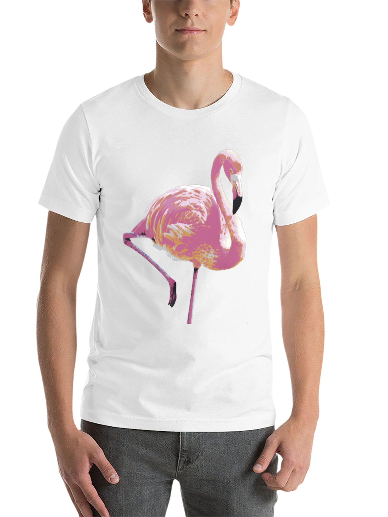 Black Pink Flamingo Graphic Tee - Stylish Men's T-Shirt view 14