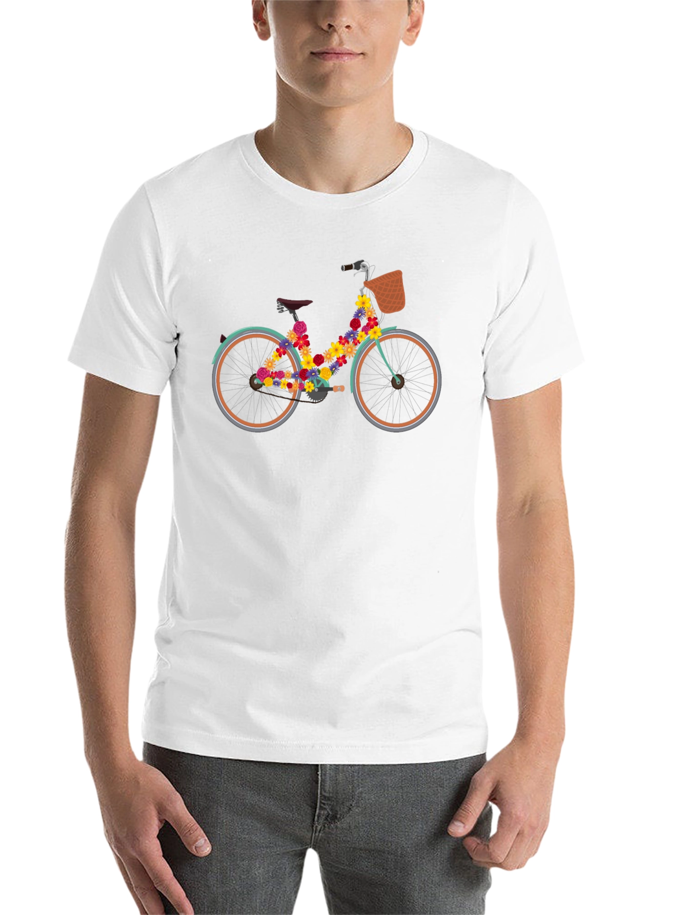 Black Floral Bicycle Graphic Tee - Stylish Black T-Shirt view 14