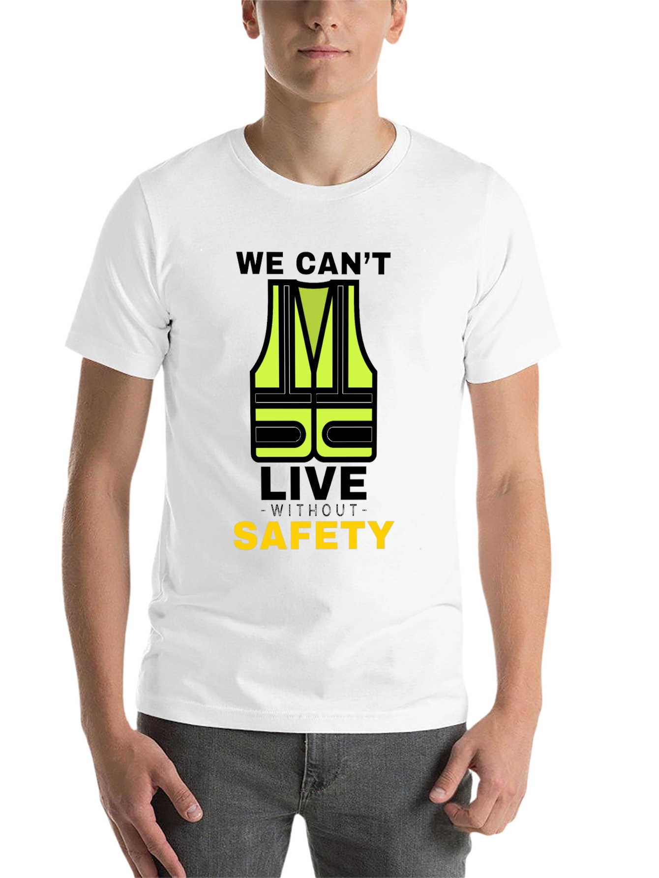 Black Safety First T-Shirt - High Visibility Graphic Tee view 14