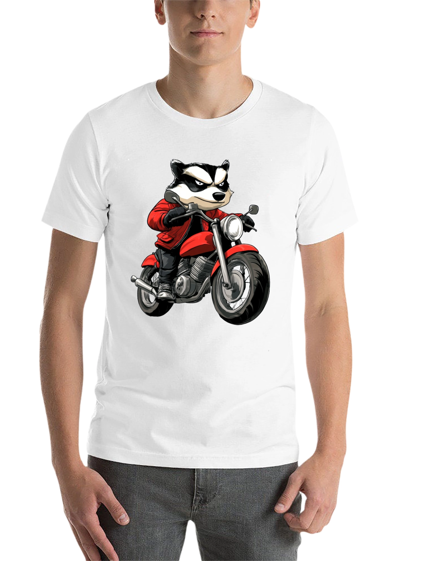 Black Badger Biker Graphic T-Shirt - Cool Cartoon Ride view 14