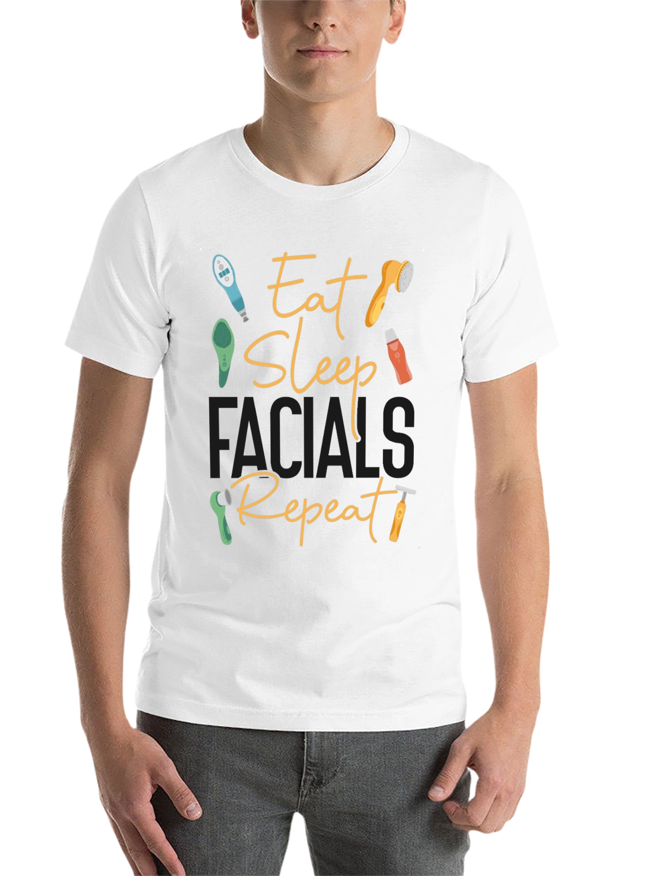 Black Eat Sleep Facials Repeat Graphic Tee view 14
