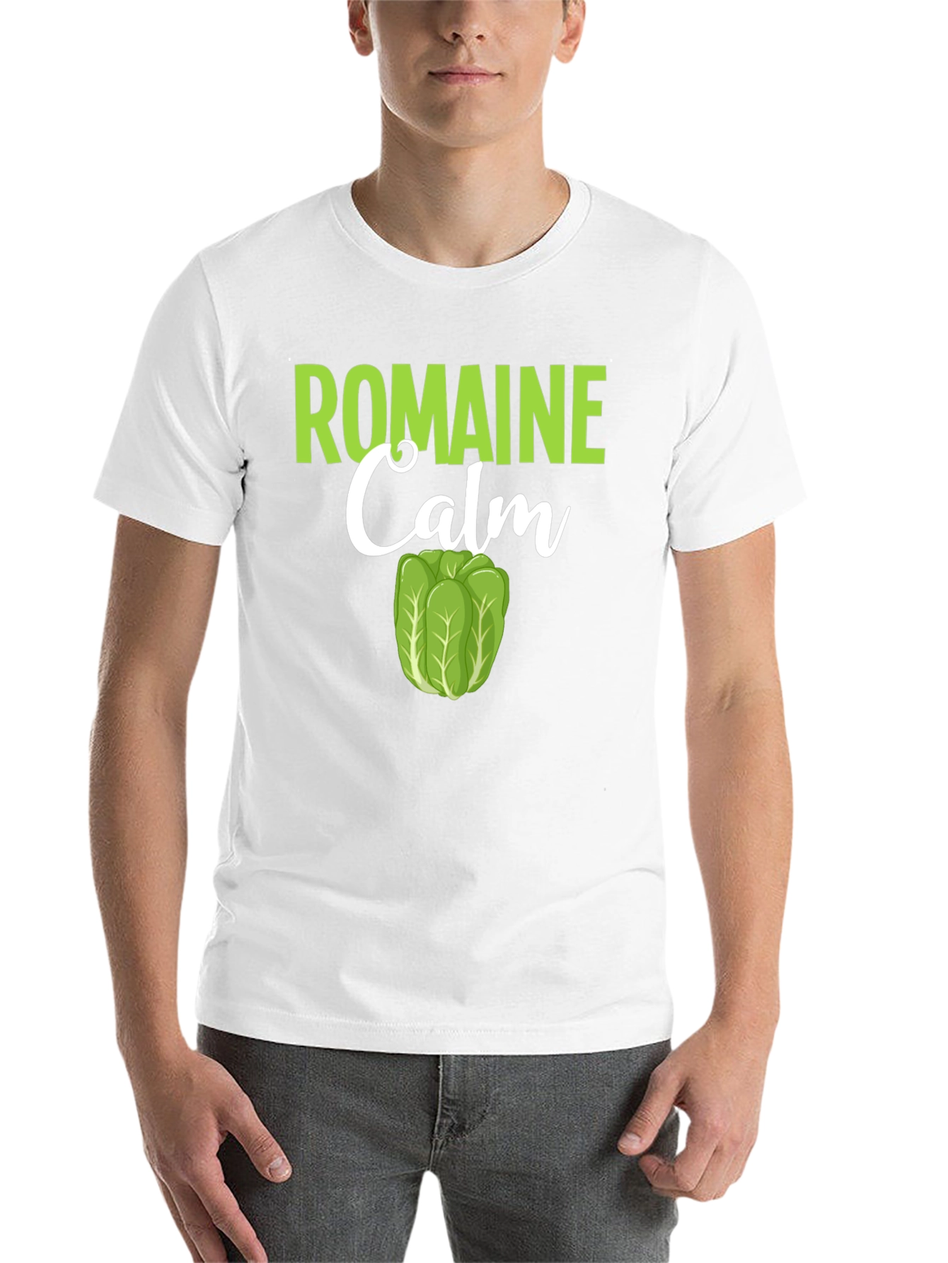 Black Romaine Calm Funny Lettuce Graphic T-Shirt view 14
