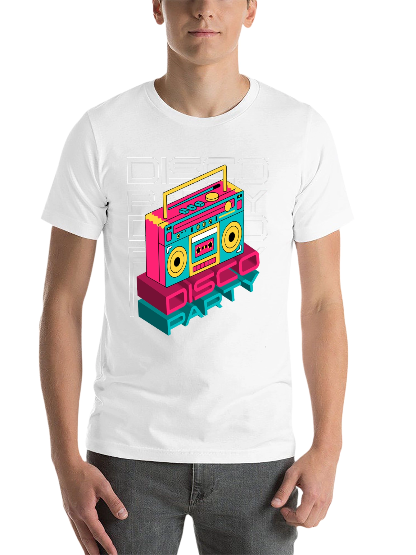 Black Retro Disco Party T-Shirt - Boombox Graphic view 14